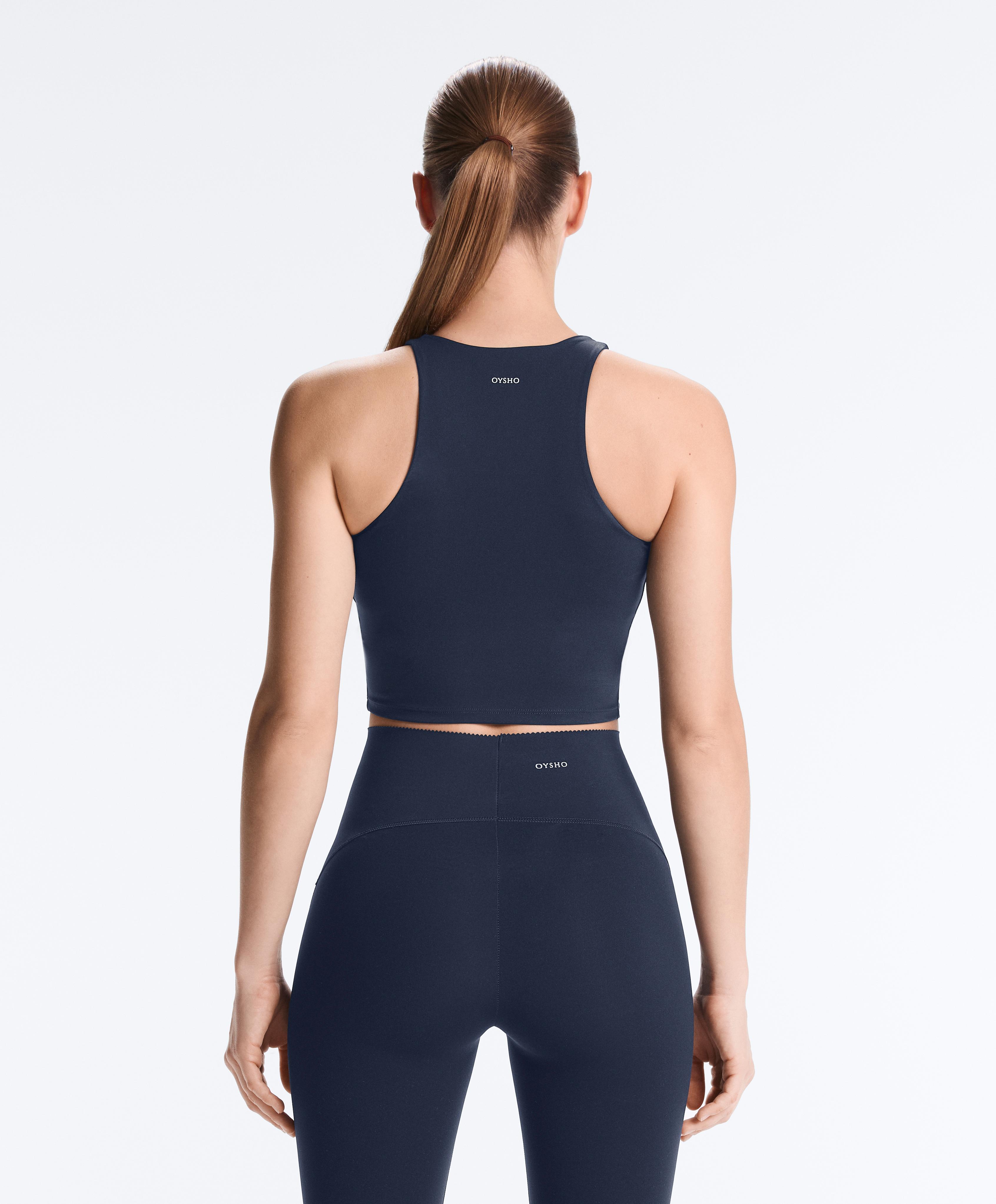 Compressive halter tank top — NAVY BLUE