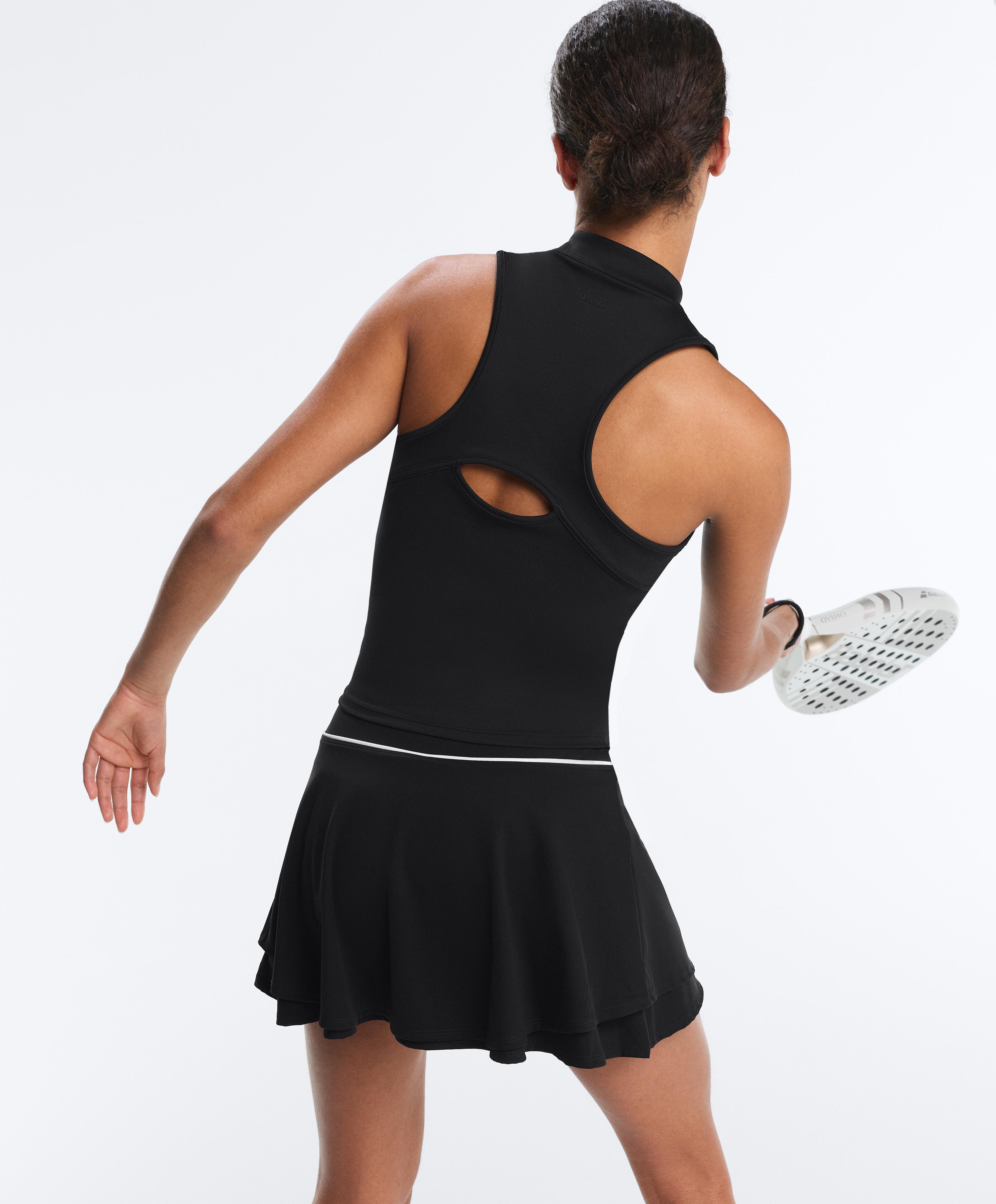 Half-zip sleeveless top — BLACK