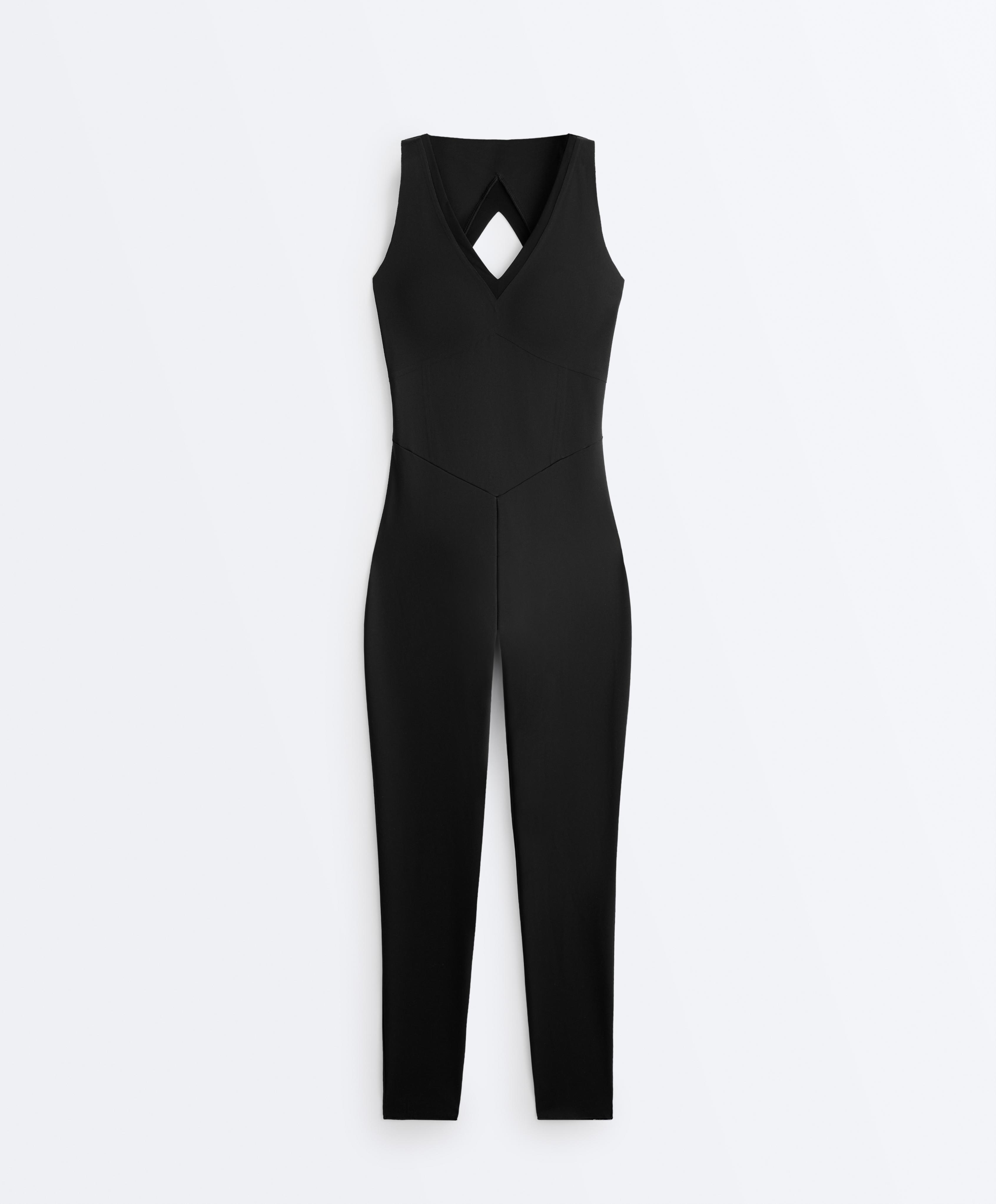 Perfect-adapt sleeveless long jumpsuit — BLACK