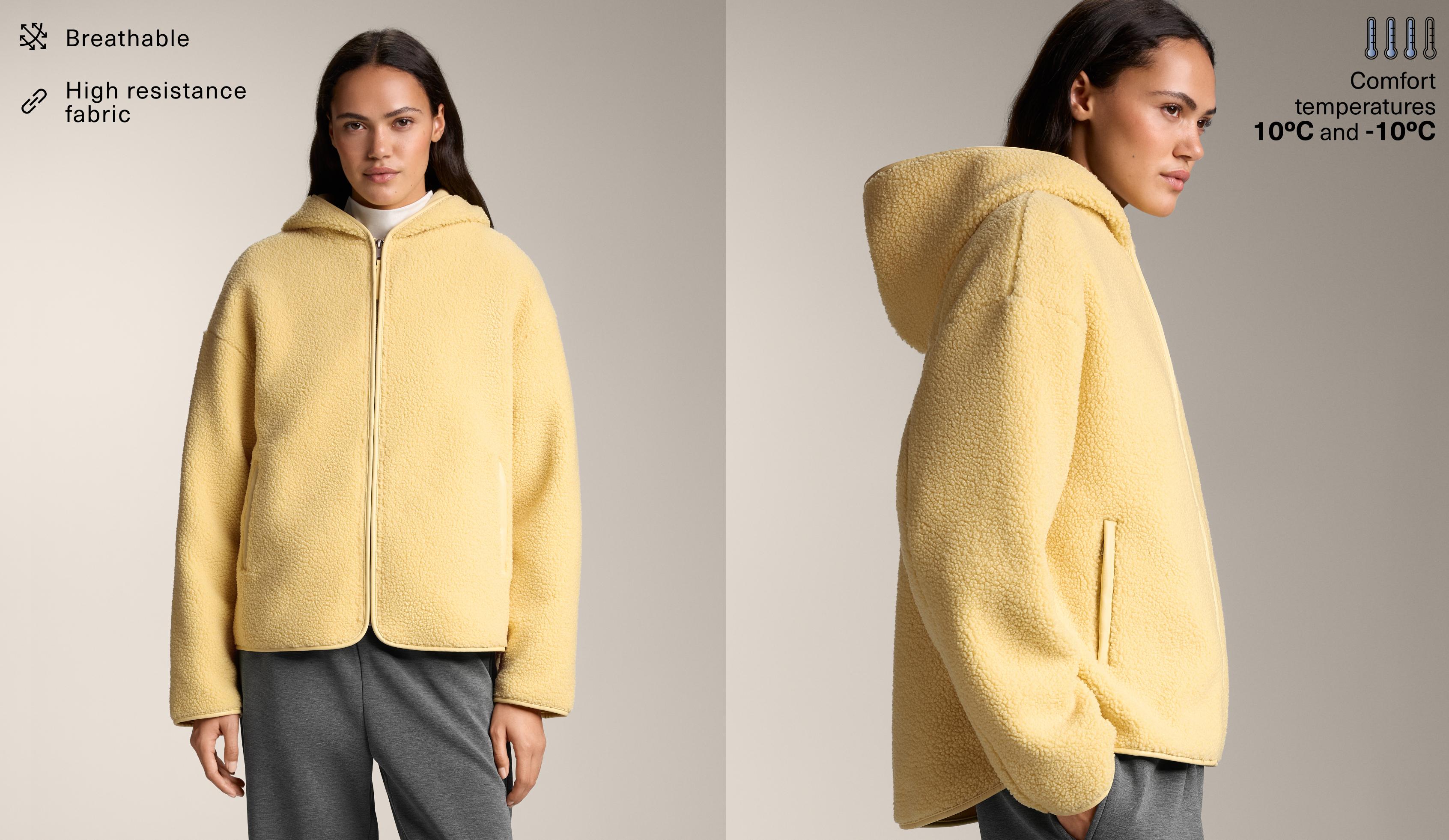 Faux-shearling jacket with hood