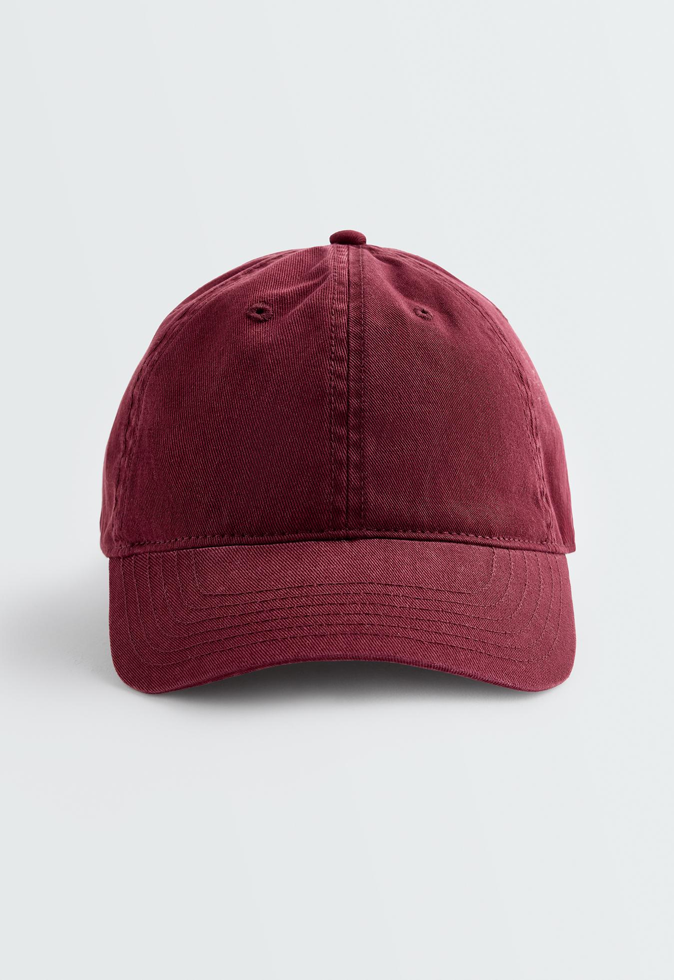 Washed-effect 100% cotton cap — BURGUNDY
