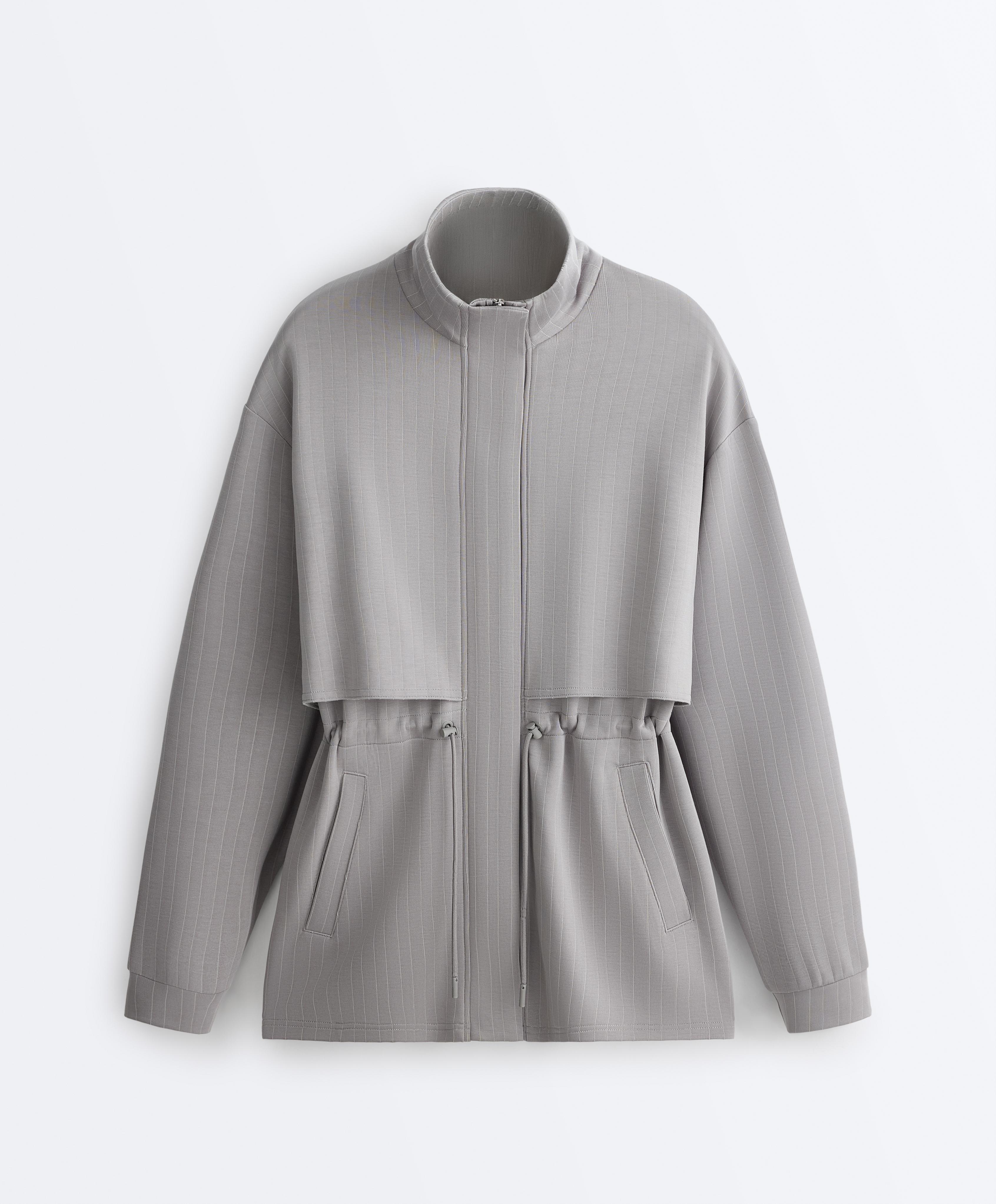 Long jacket with soft-touch modal stripes Long jacket with soft-touch modal stripes