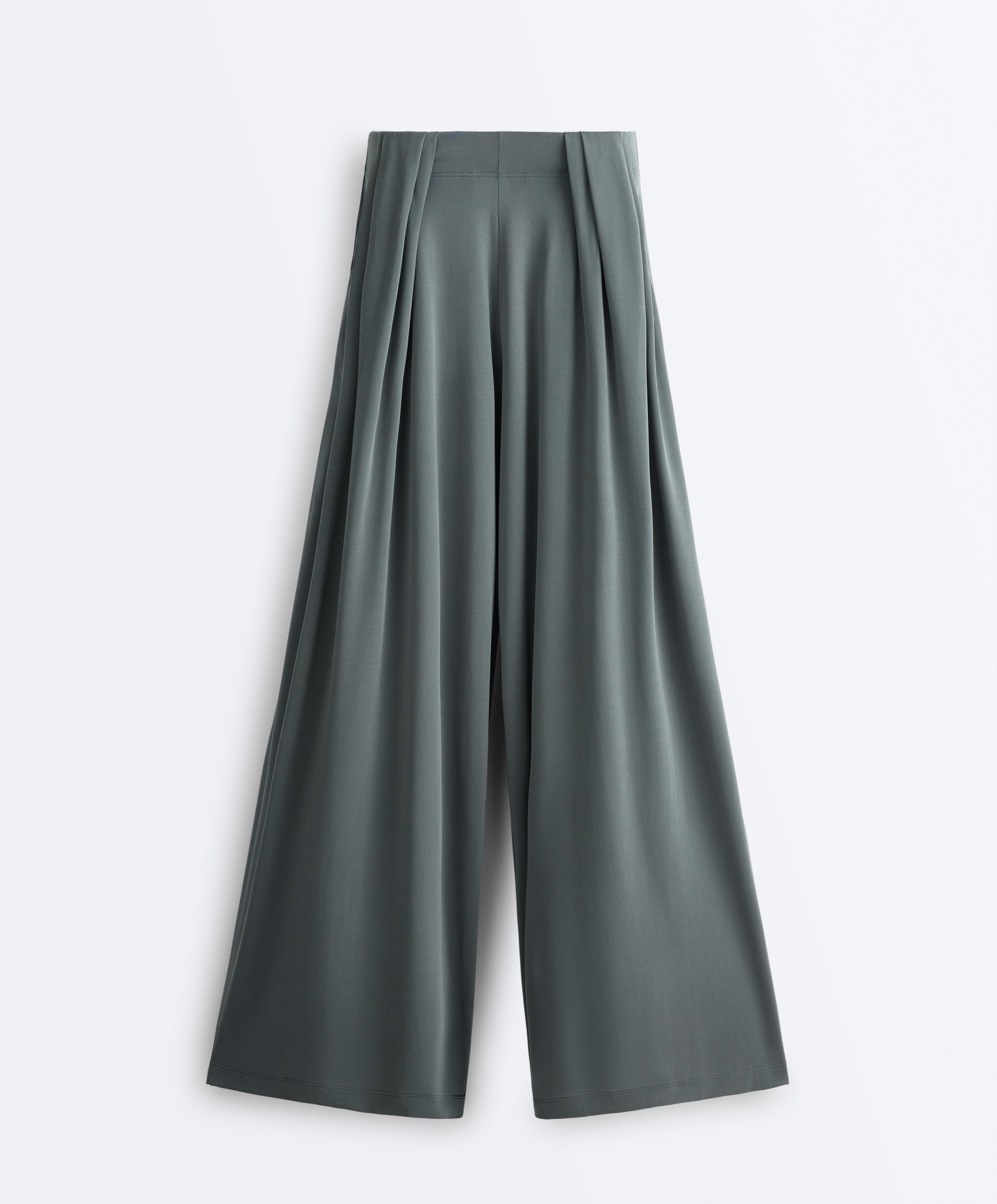 Floaty trousers with pleated modal blend waist — STEEL GREY