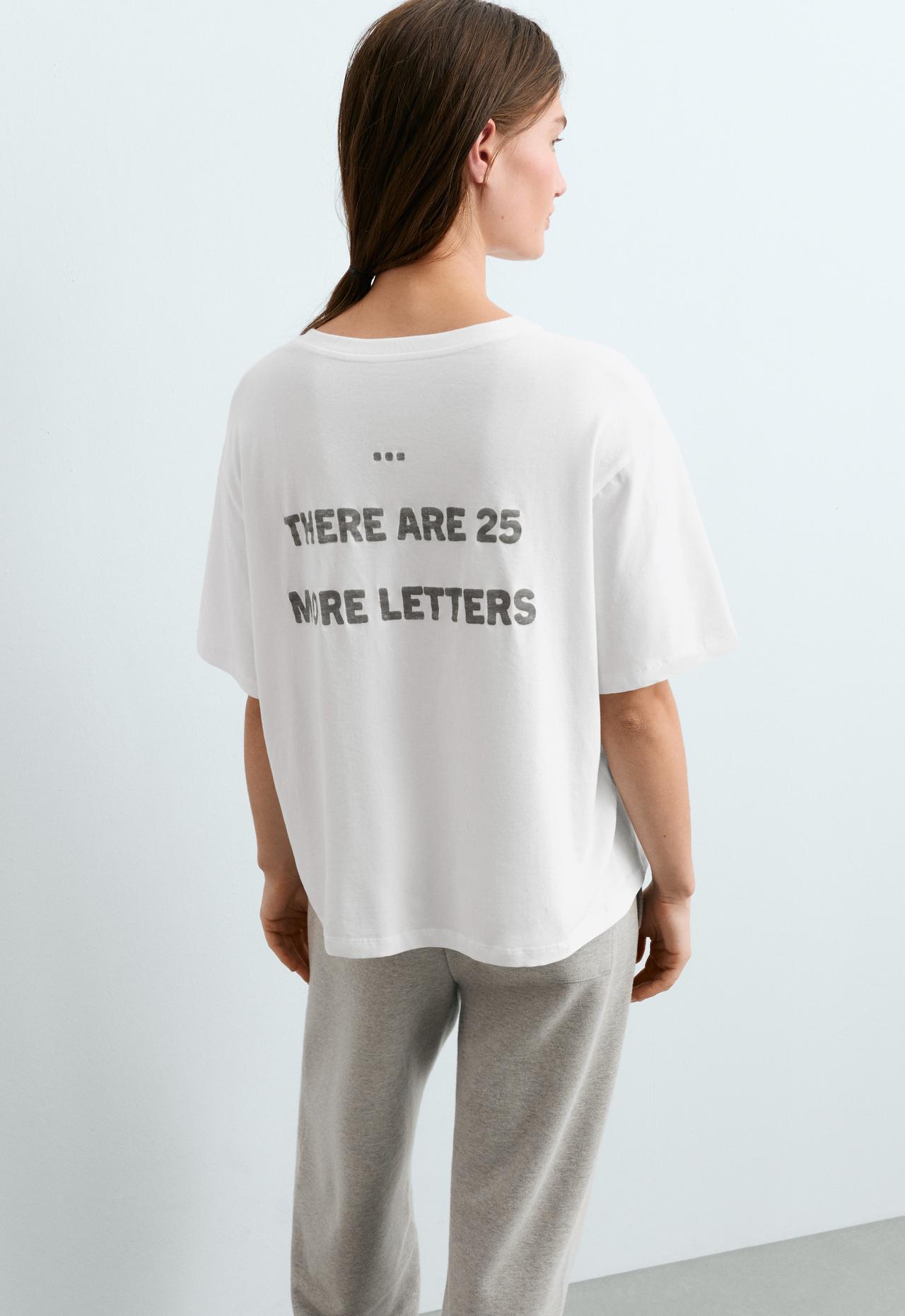 Boxy cotton blend T-shirt with slogan — WHITE