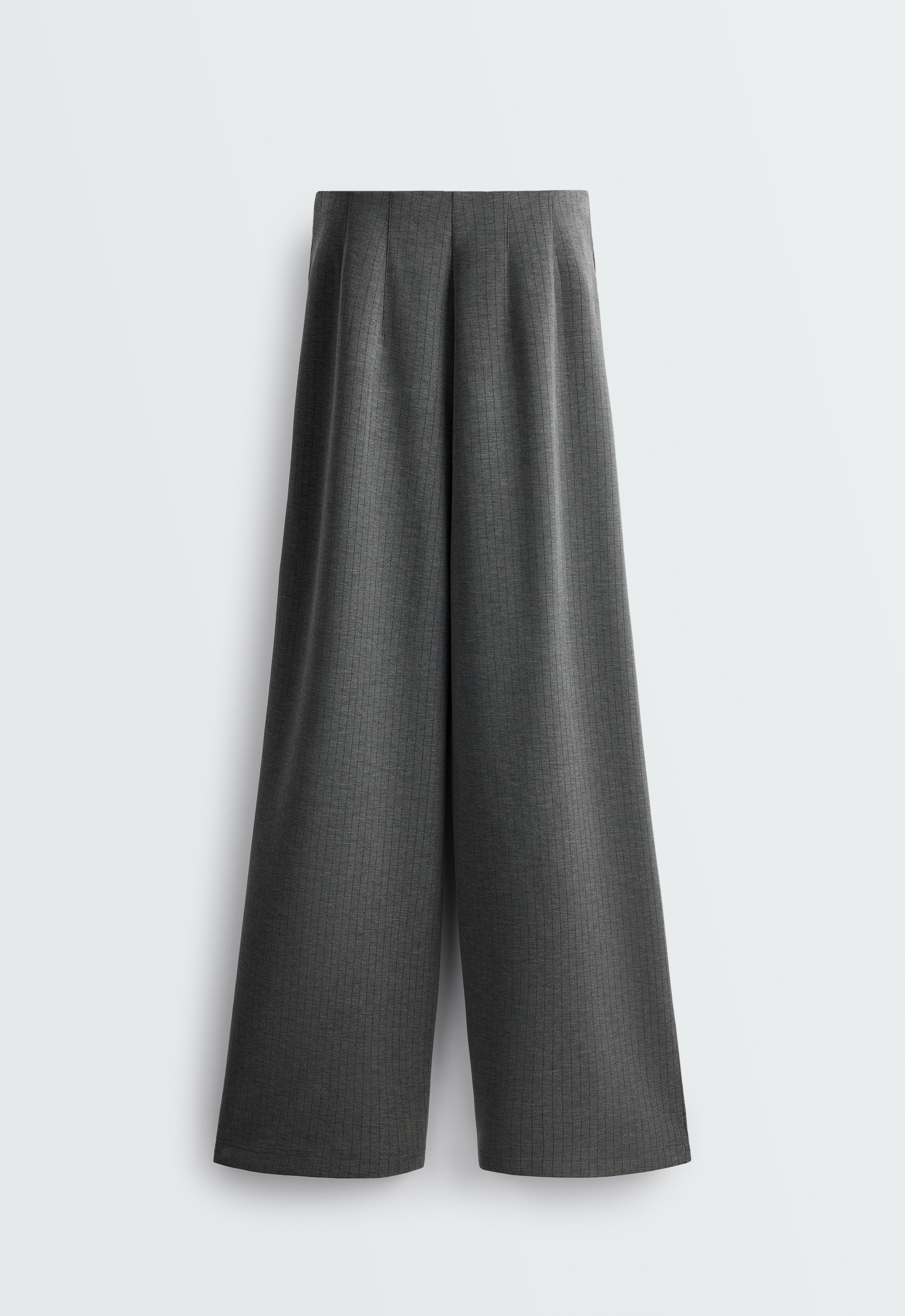 Super high-rise striped modal trousers — ASPHALT GREY