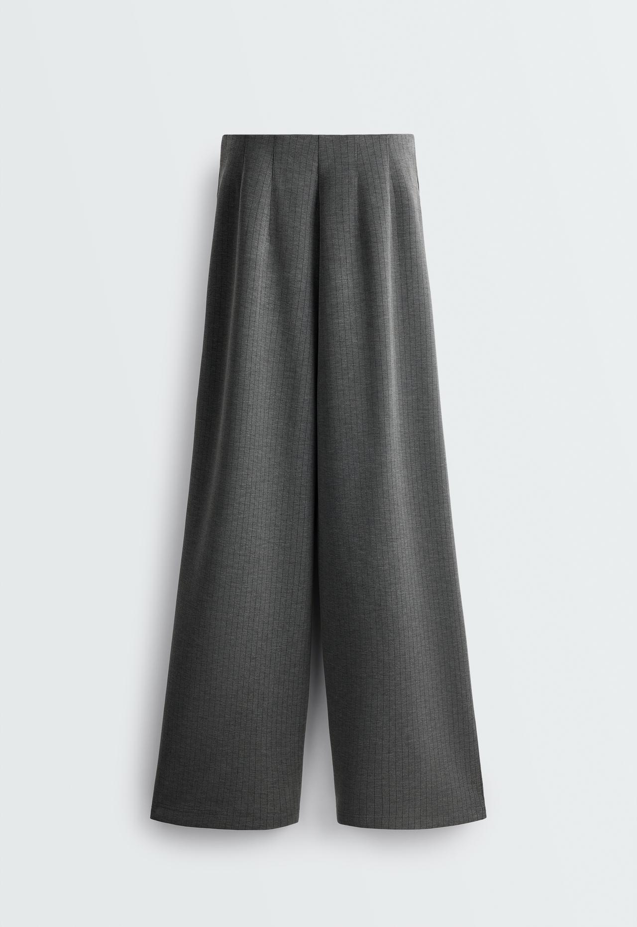 Straight-leg super high rise trousers with modal pinstripe — ASPHALT GREY