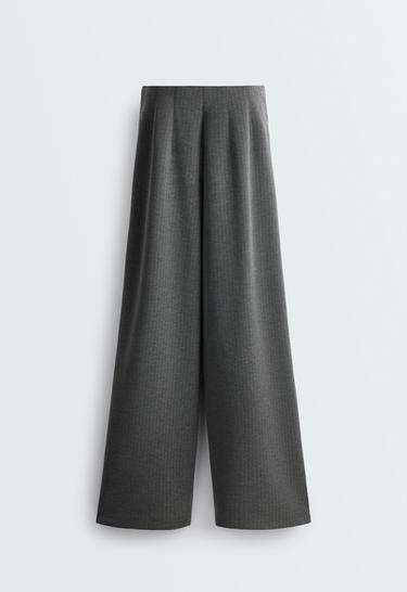 Straight-leg super high rise trousers with modal pinstripe — ASPHALT GREY 8