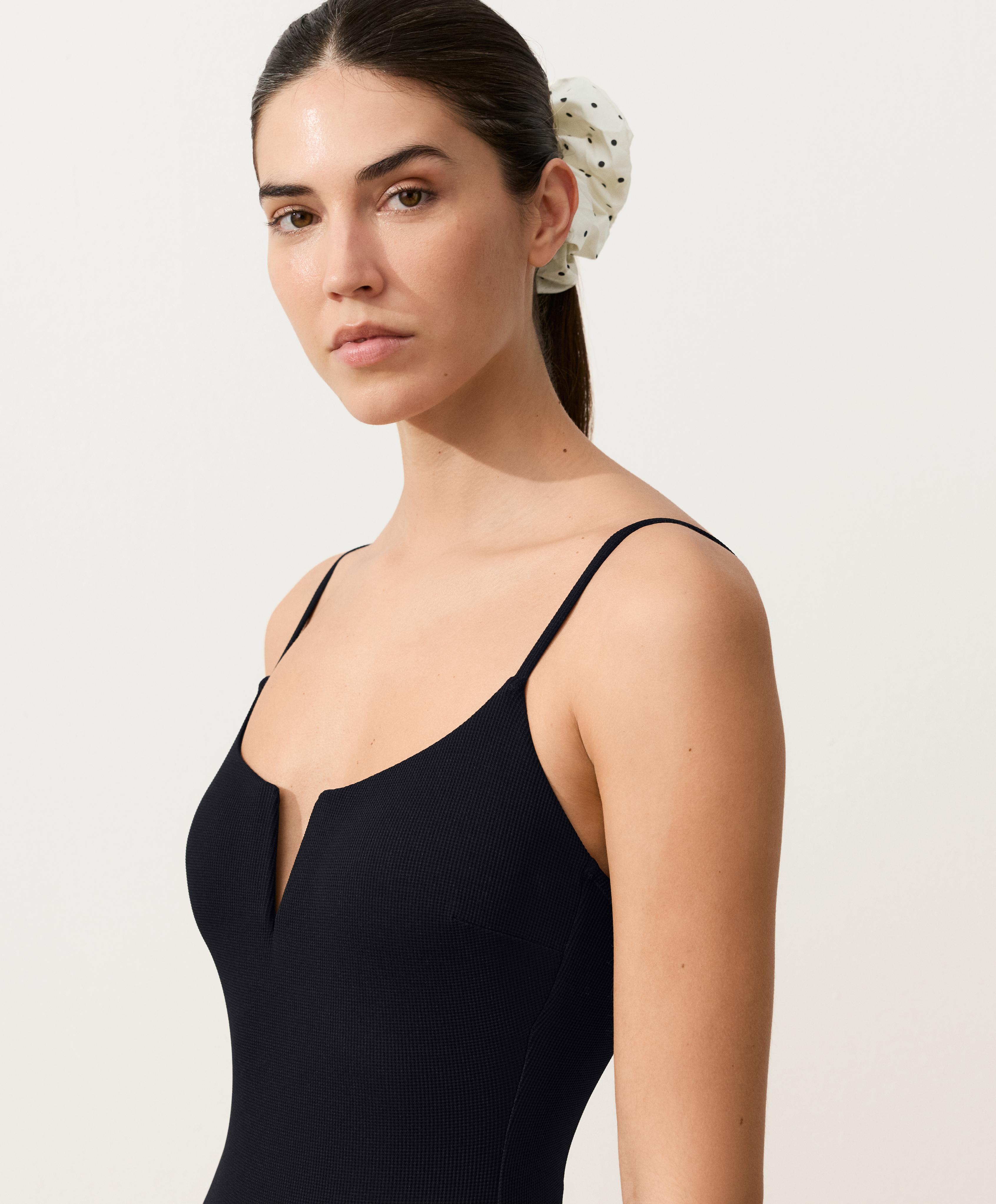 Piqué V-neck swimsuit Piqué V-neck swimsuit