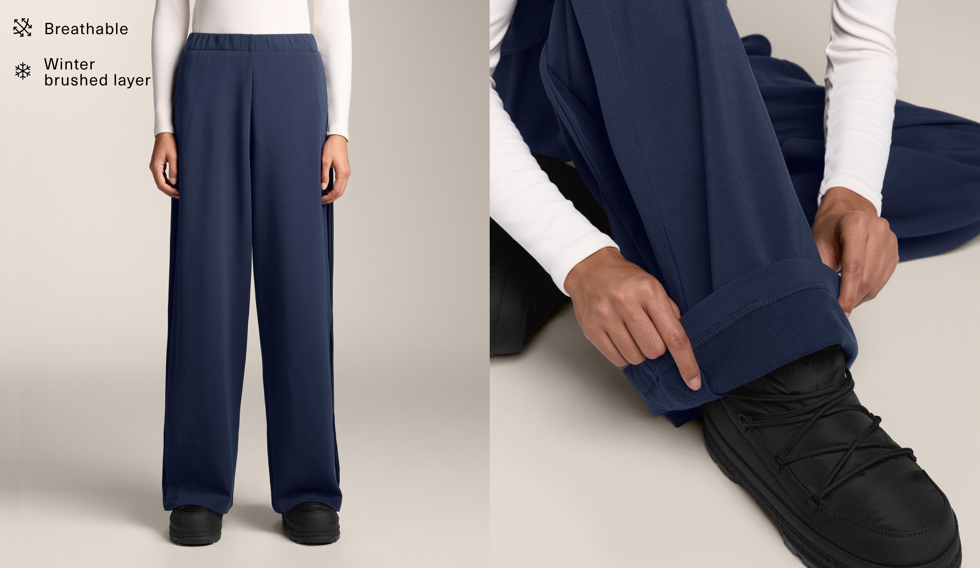 Cocoon trousers with side pleat and brushed modal — NAVY BLUE