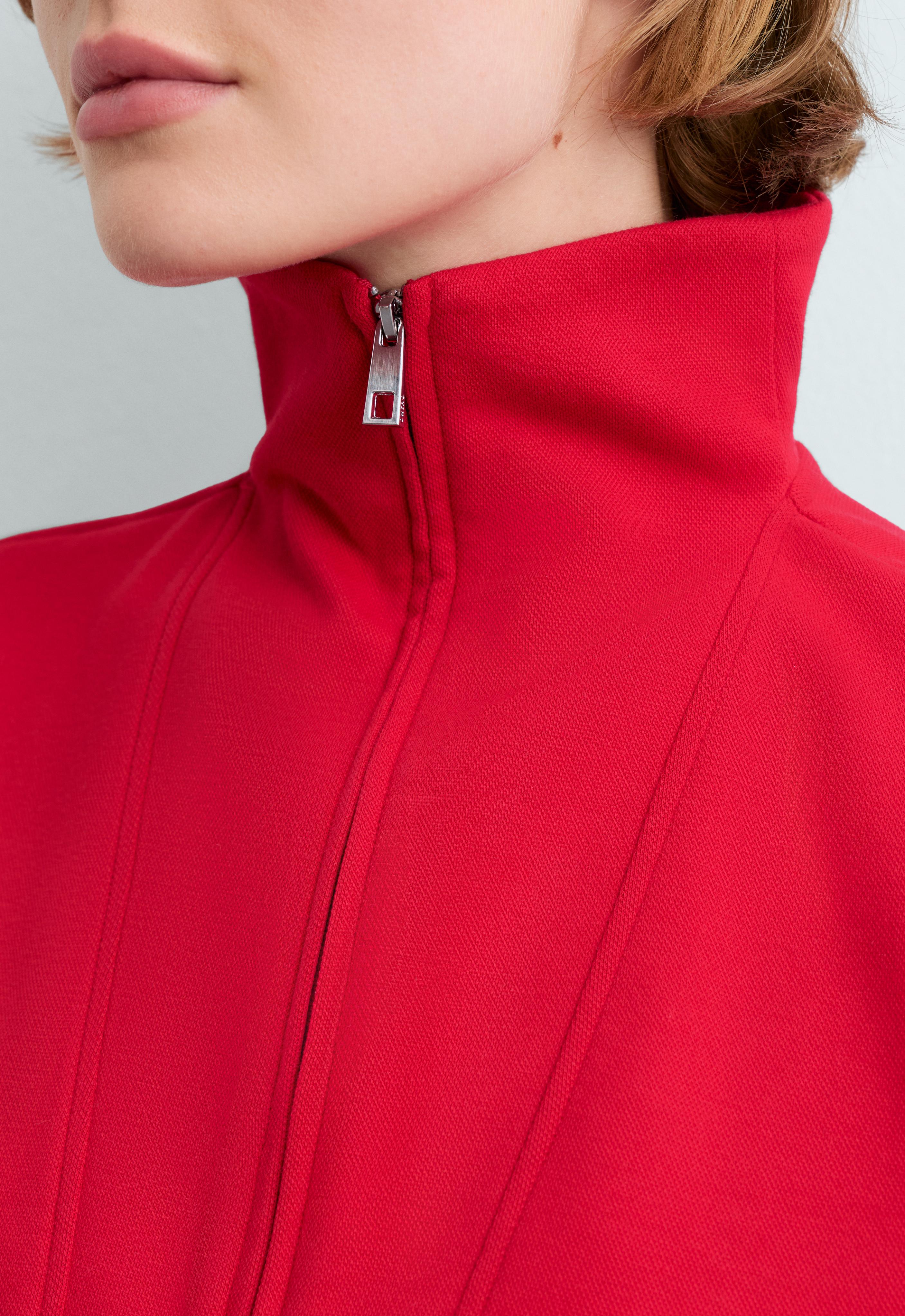 Cotton piqué sleeveless vest — BRIGHT RED
