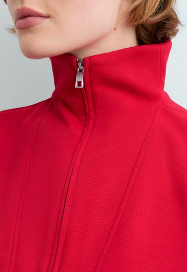 Cotton piqué sleeveless vest — BRIGHT RED 4