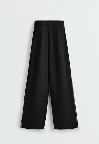 Wide-leg modal piping trousers — BLACK 7