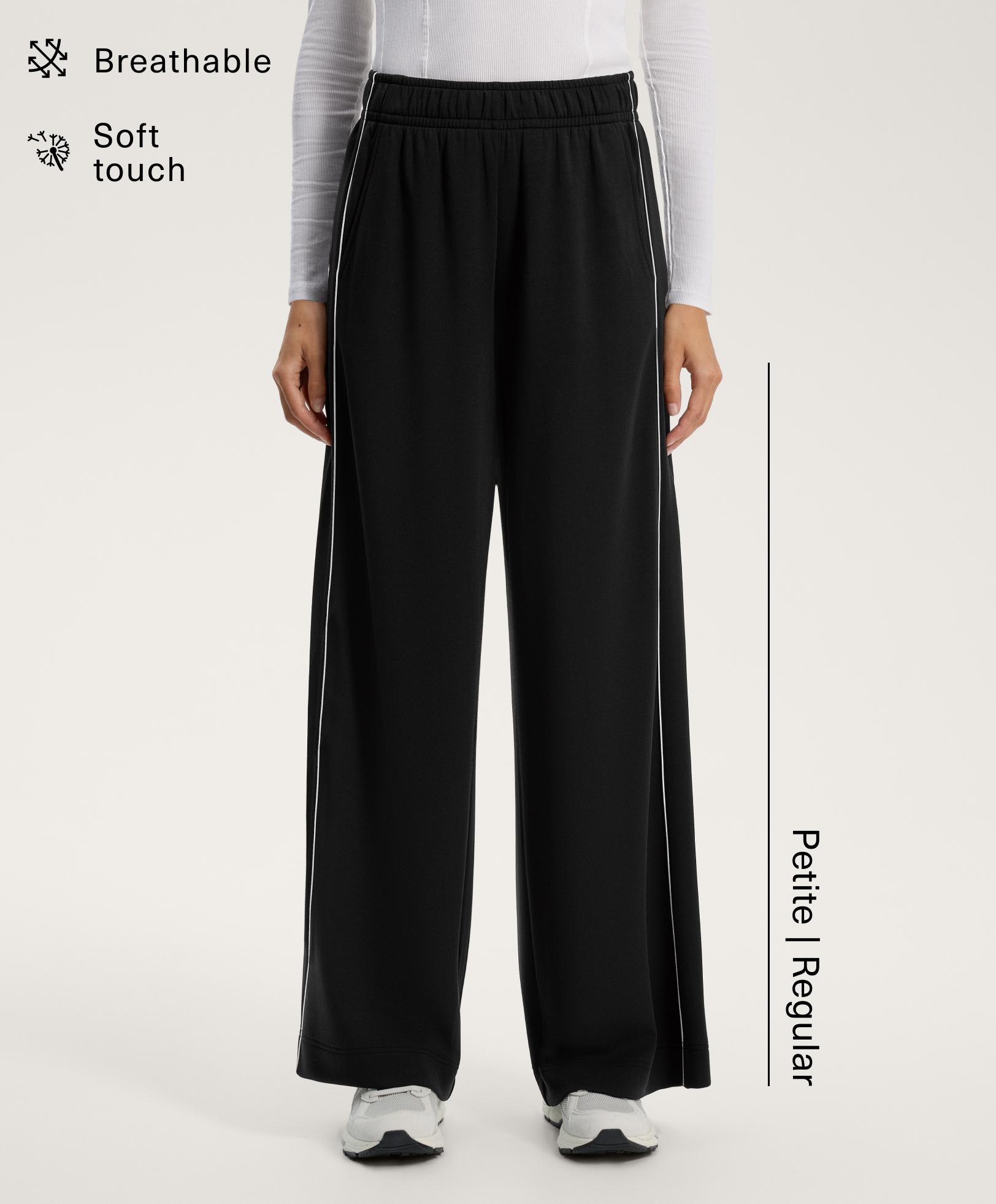 Pantalón recto ancho con modal aplique lateral Pantalón recto ancho con modal aplique lateral