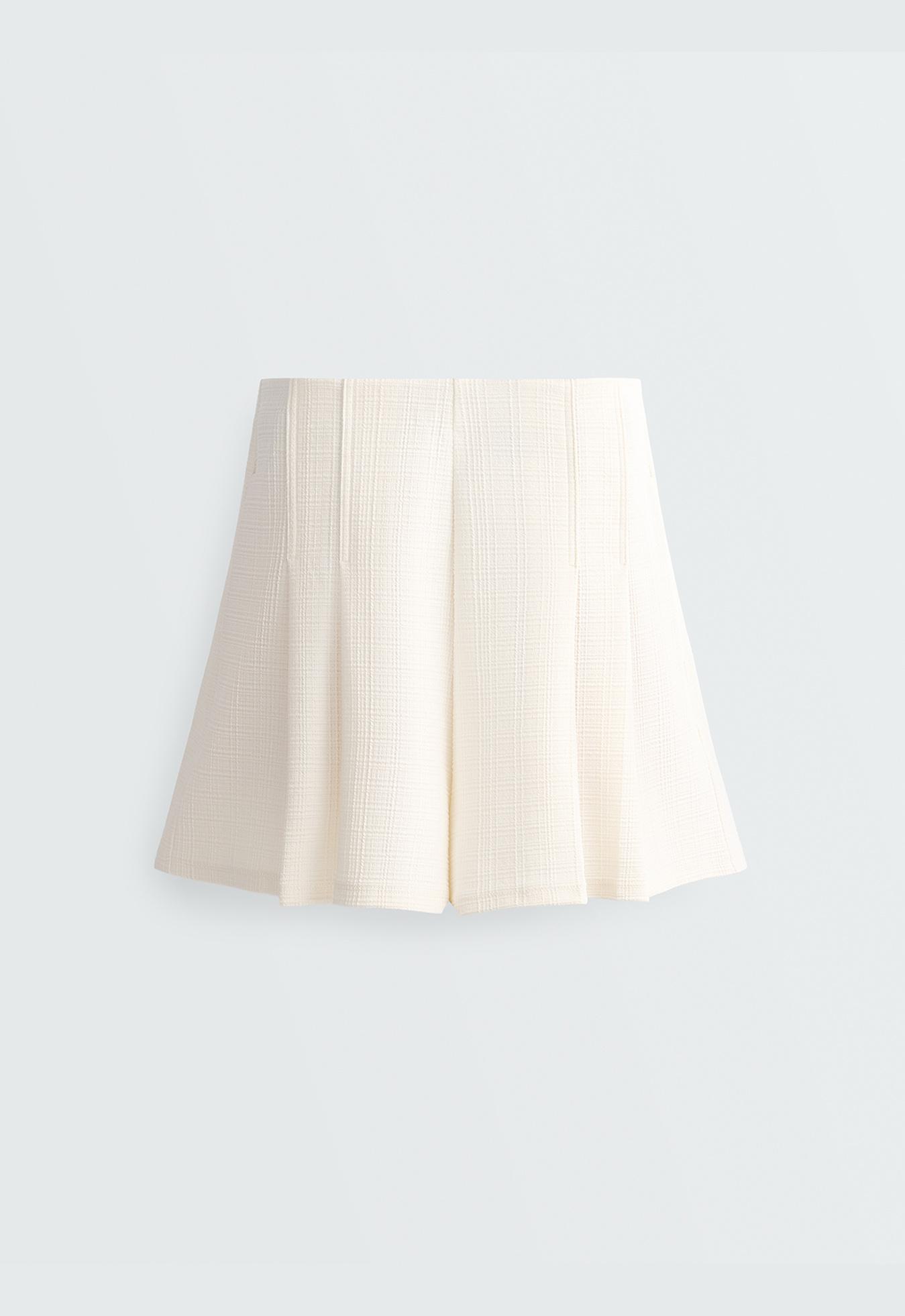 Striped textured cotton bermuda shorts — PALE ECRU