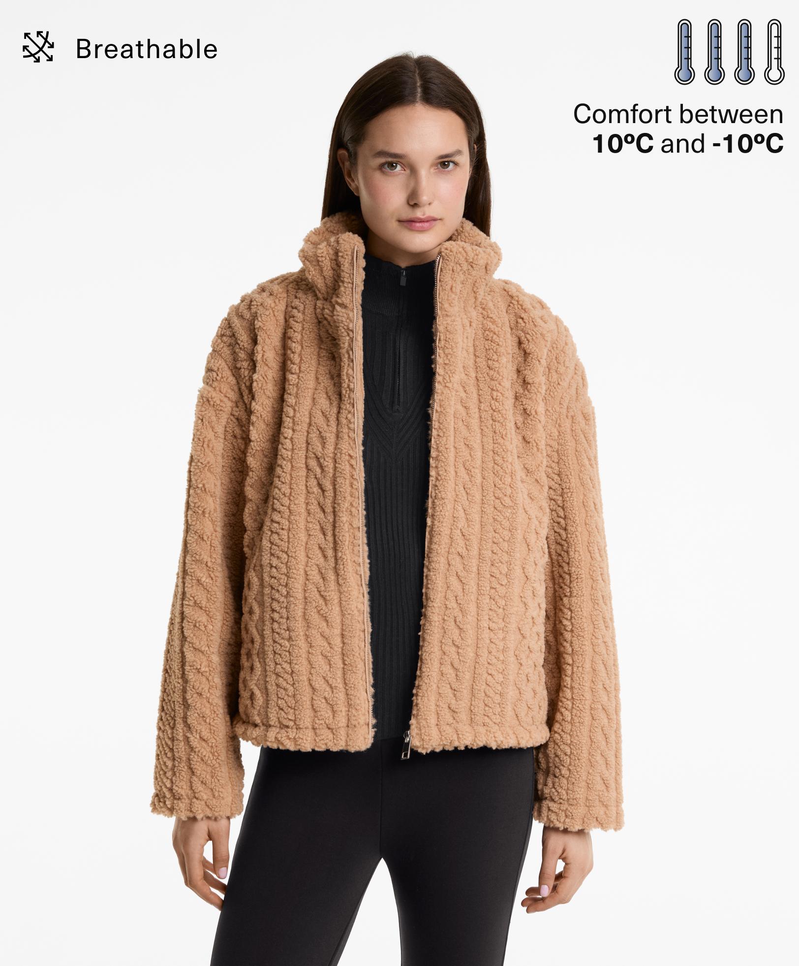 Cable-knit faux-shearling jacket