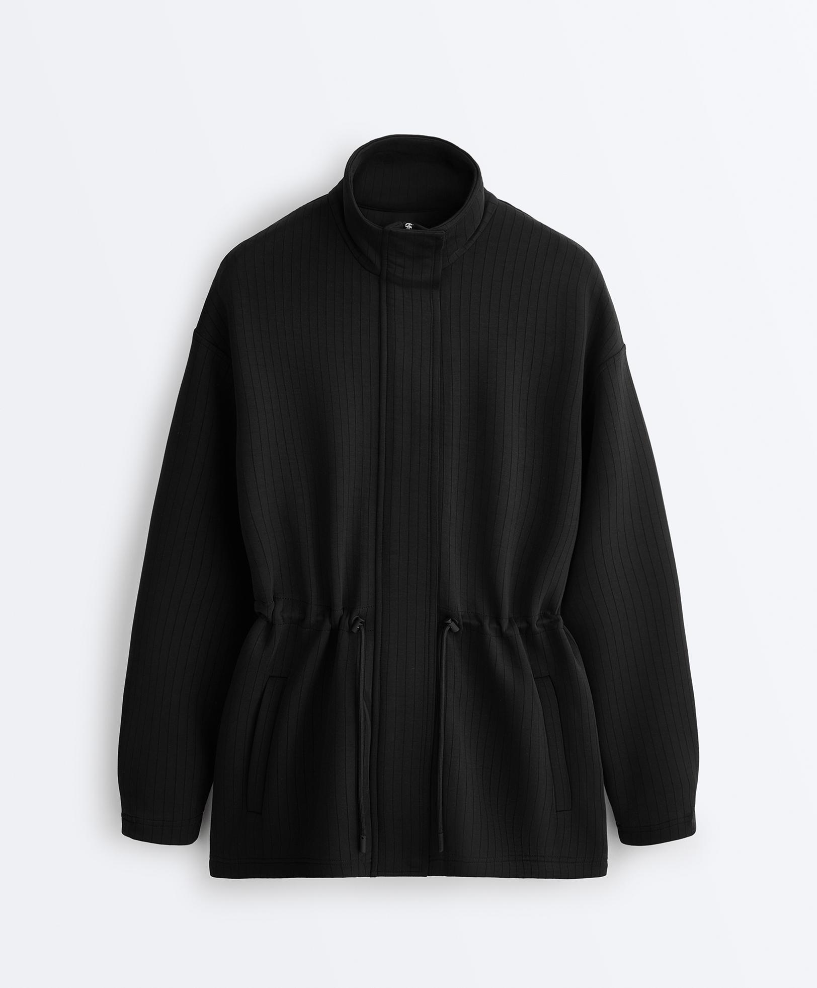 Long Utility jacket with soft-touch modal — BLACK