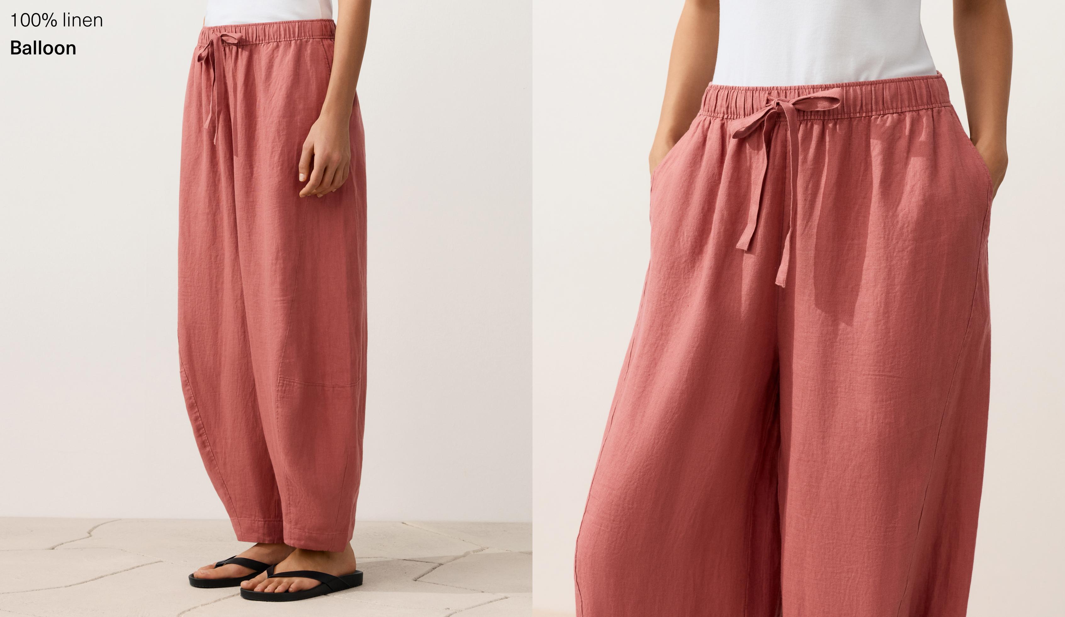 100% linen balloon trousers — CORAL