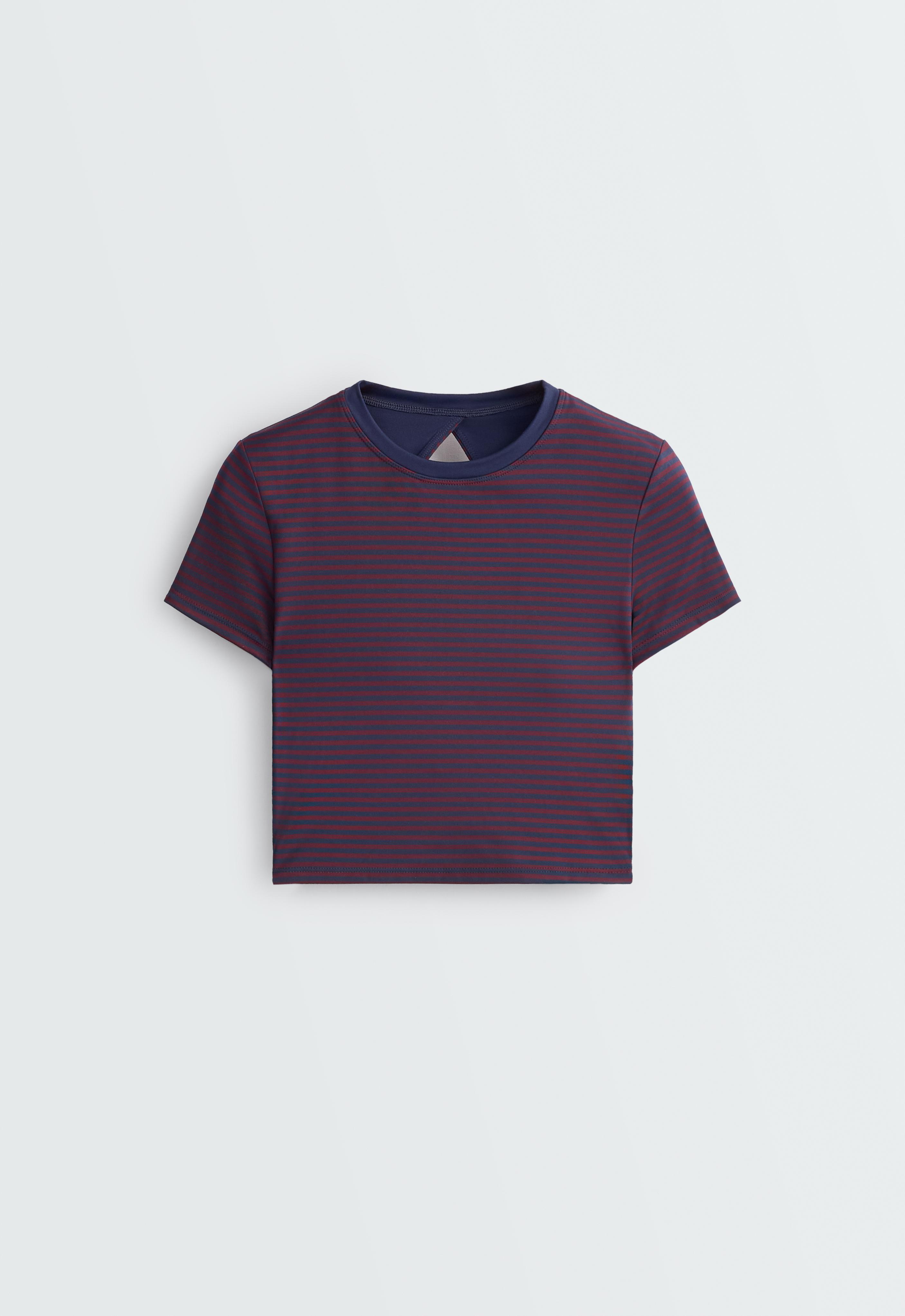 Striped short-sleeved Comfortlux tank top — STRAWBERRY