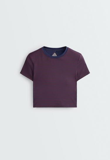 Short-sleeved comfortlux striped tank top — STRAWBERRY 7