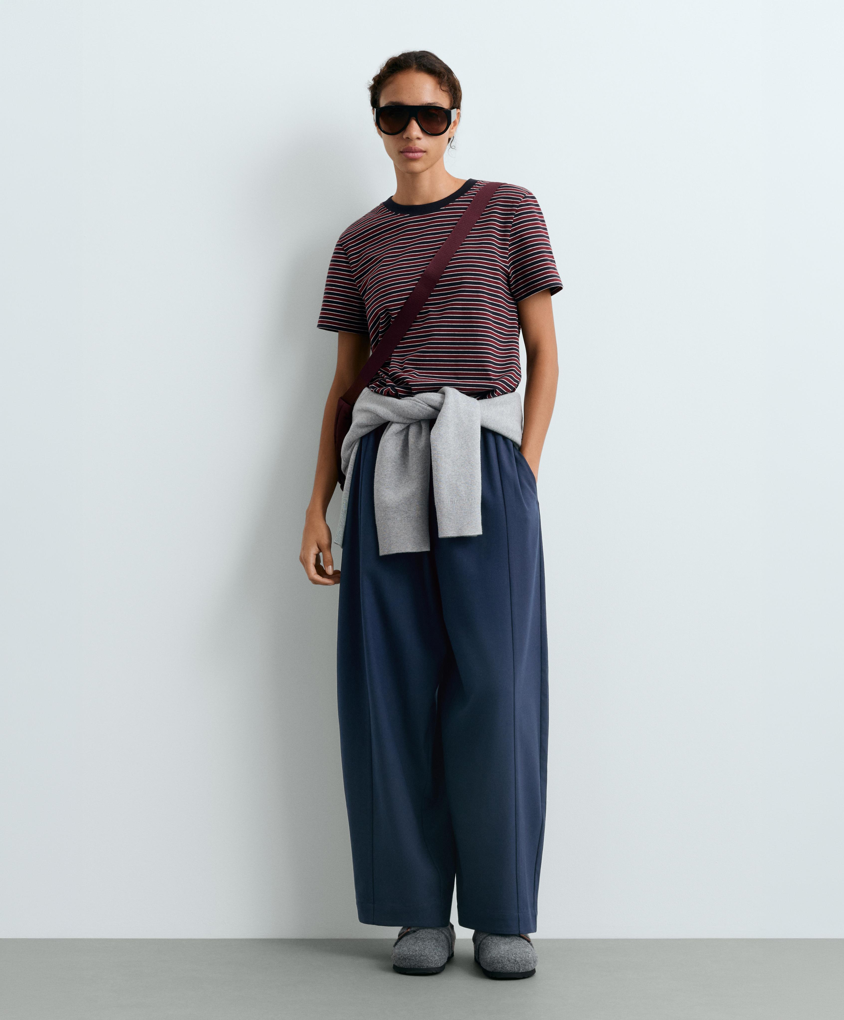 Striped regular-fit short-sleeved T-shirt — NAVY BLUE