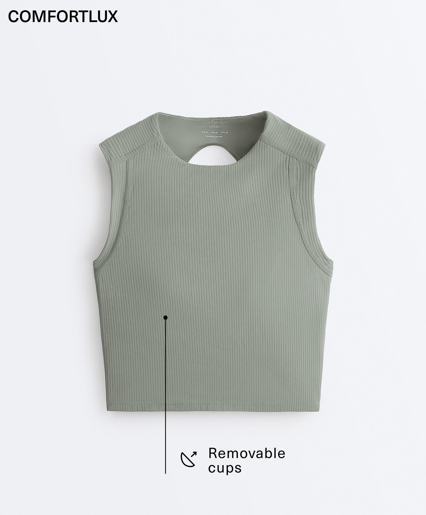 Sleeveless Rib Comfortlux Tank Top — KHAKI-GREY