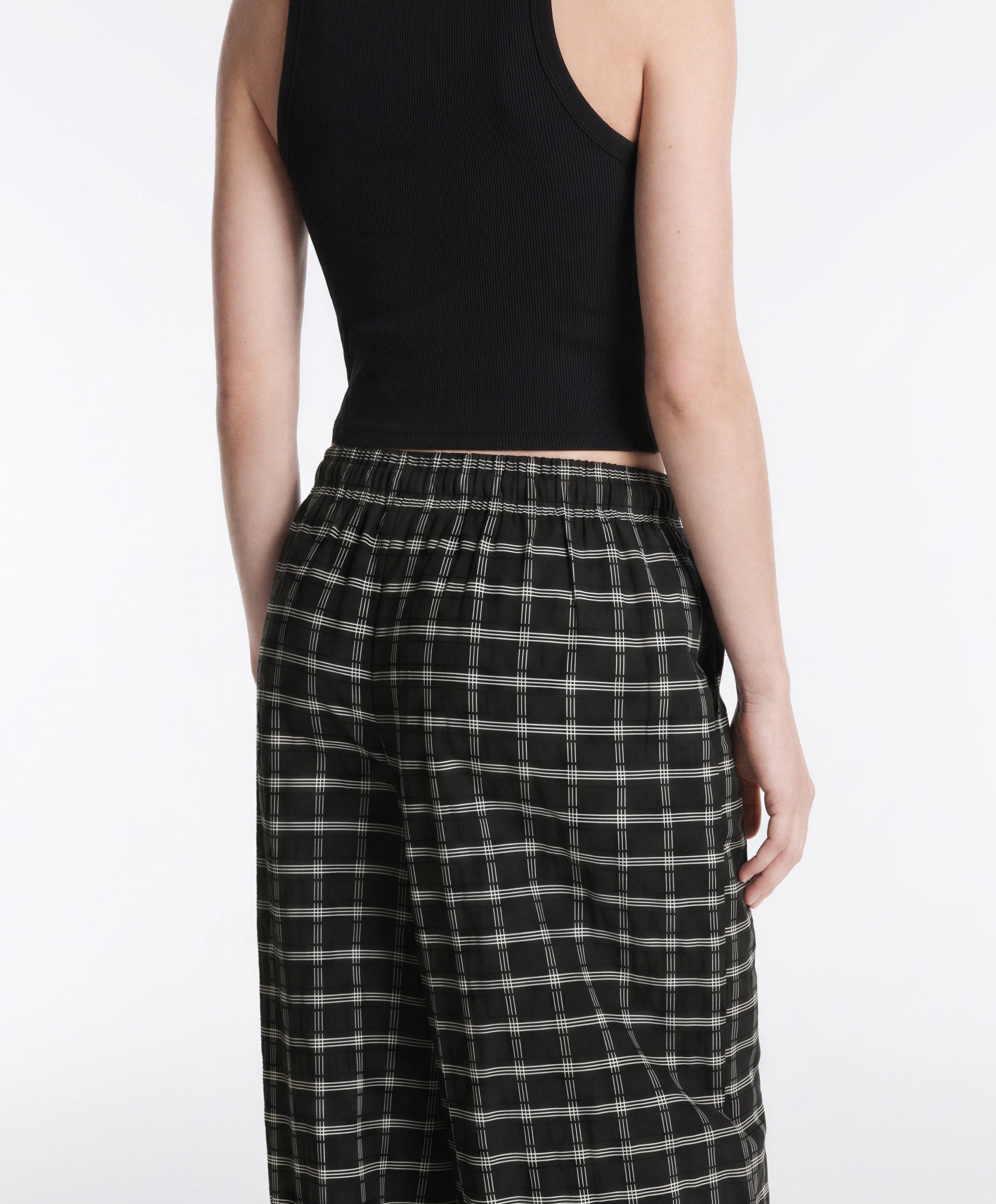 Check cotton bloomer trousers — BLACK