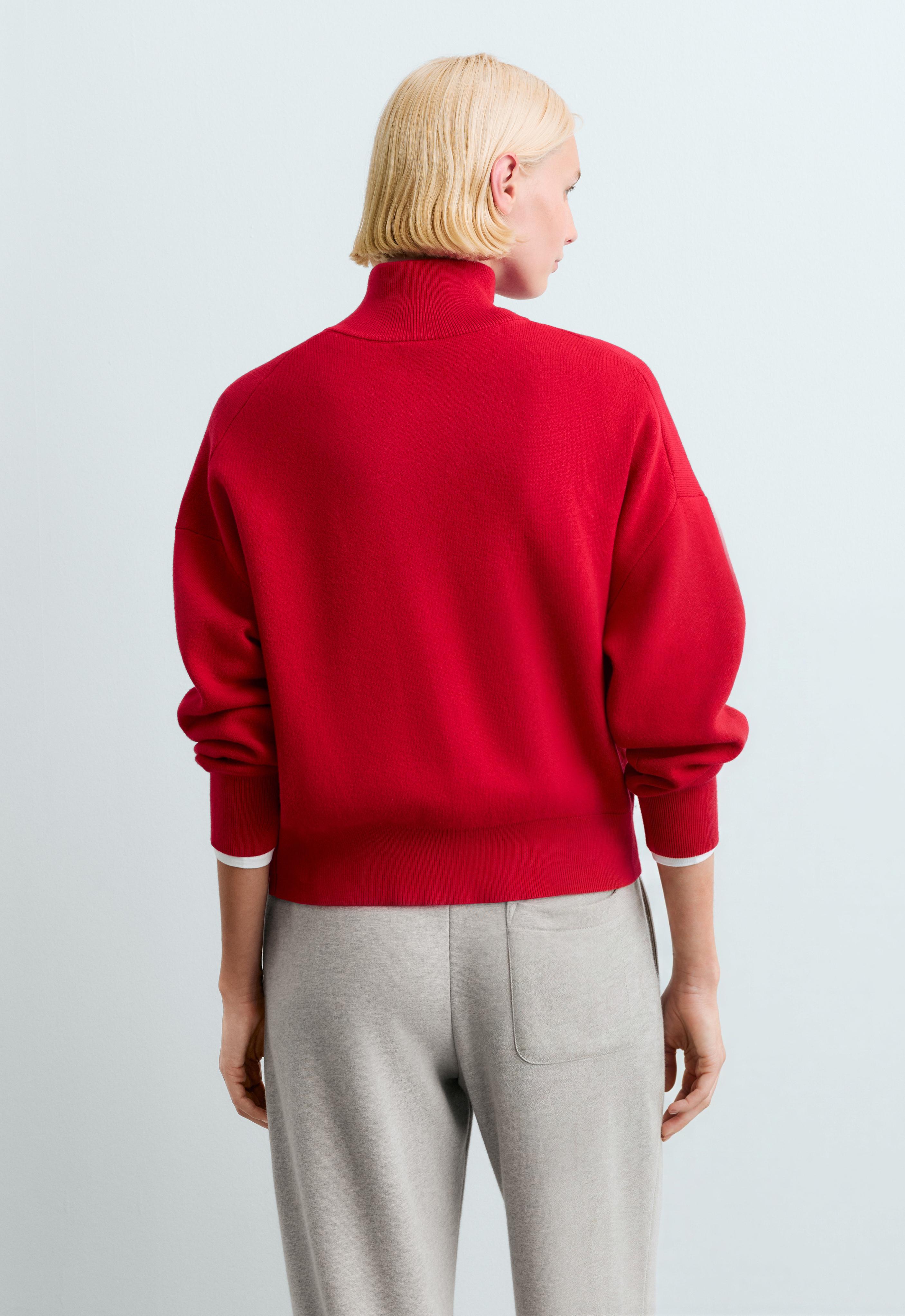 Cotton-blend half-zip knit jumper — STRAWBERRY