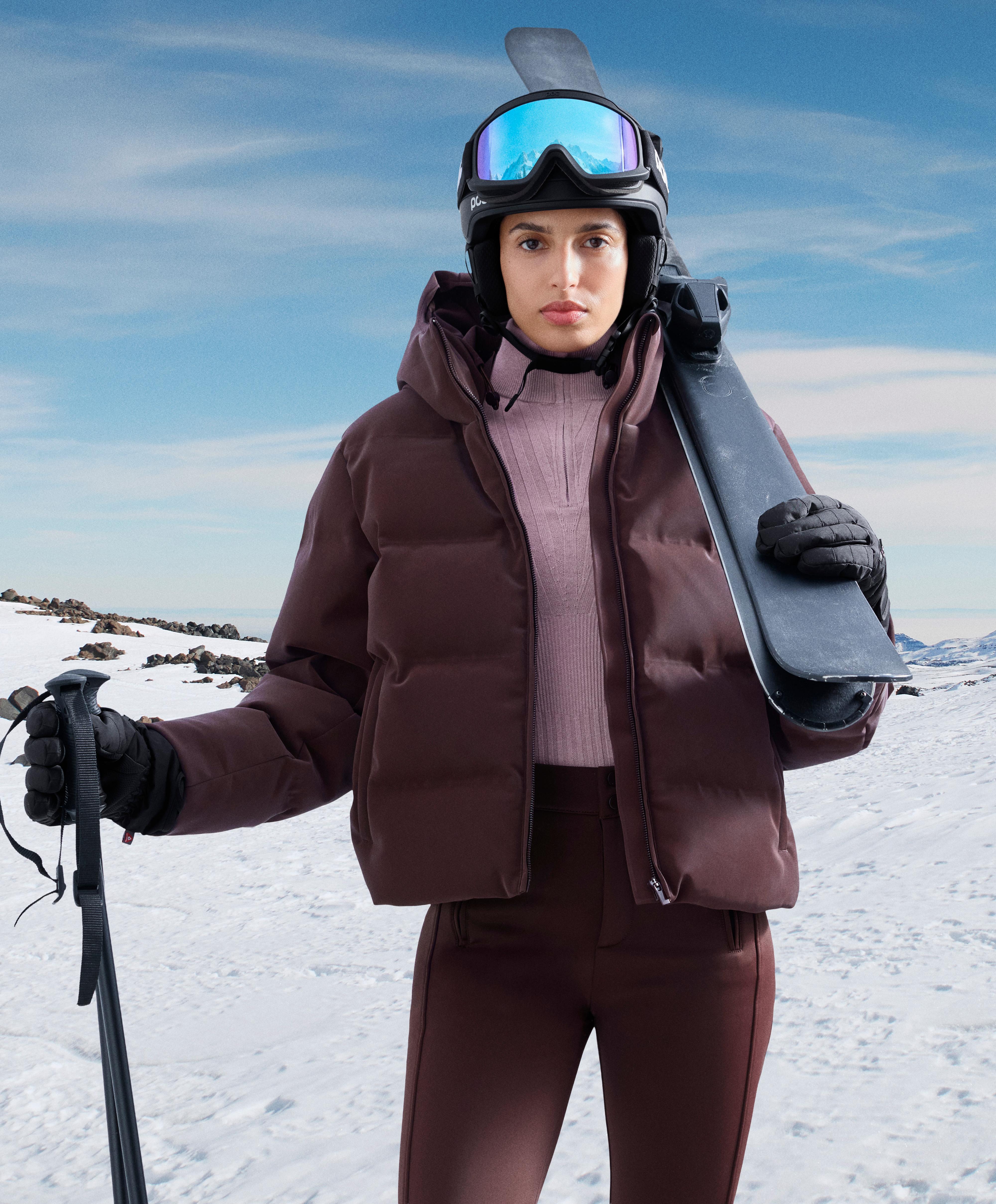Satin padded jacket 80% down and 20% feather MINARDI PIUME SKI water-resistant — DARK WINE RED