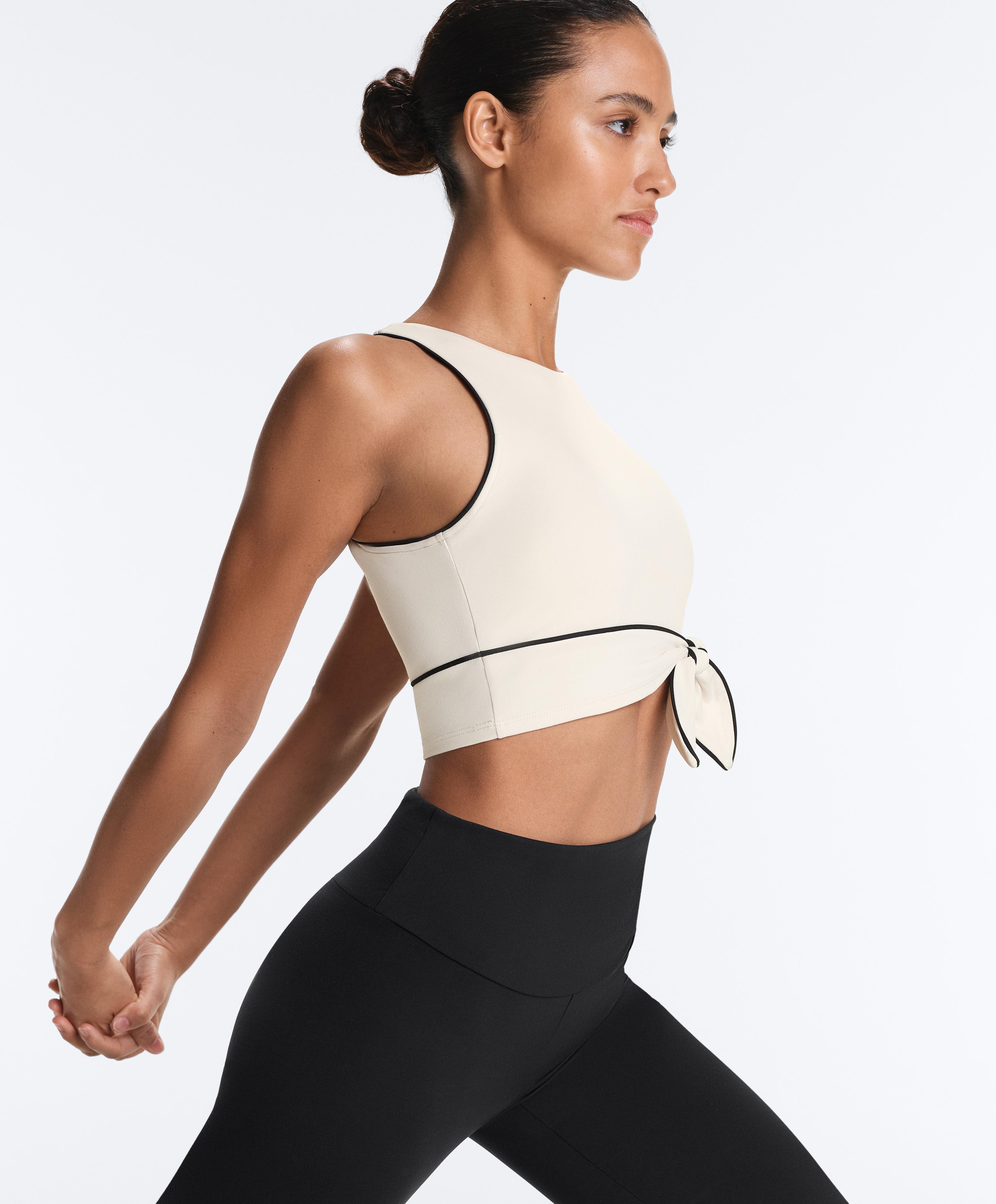 Comfortlux sleeveless tie tank top — PALE ECRU