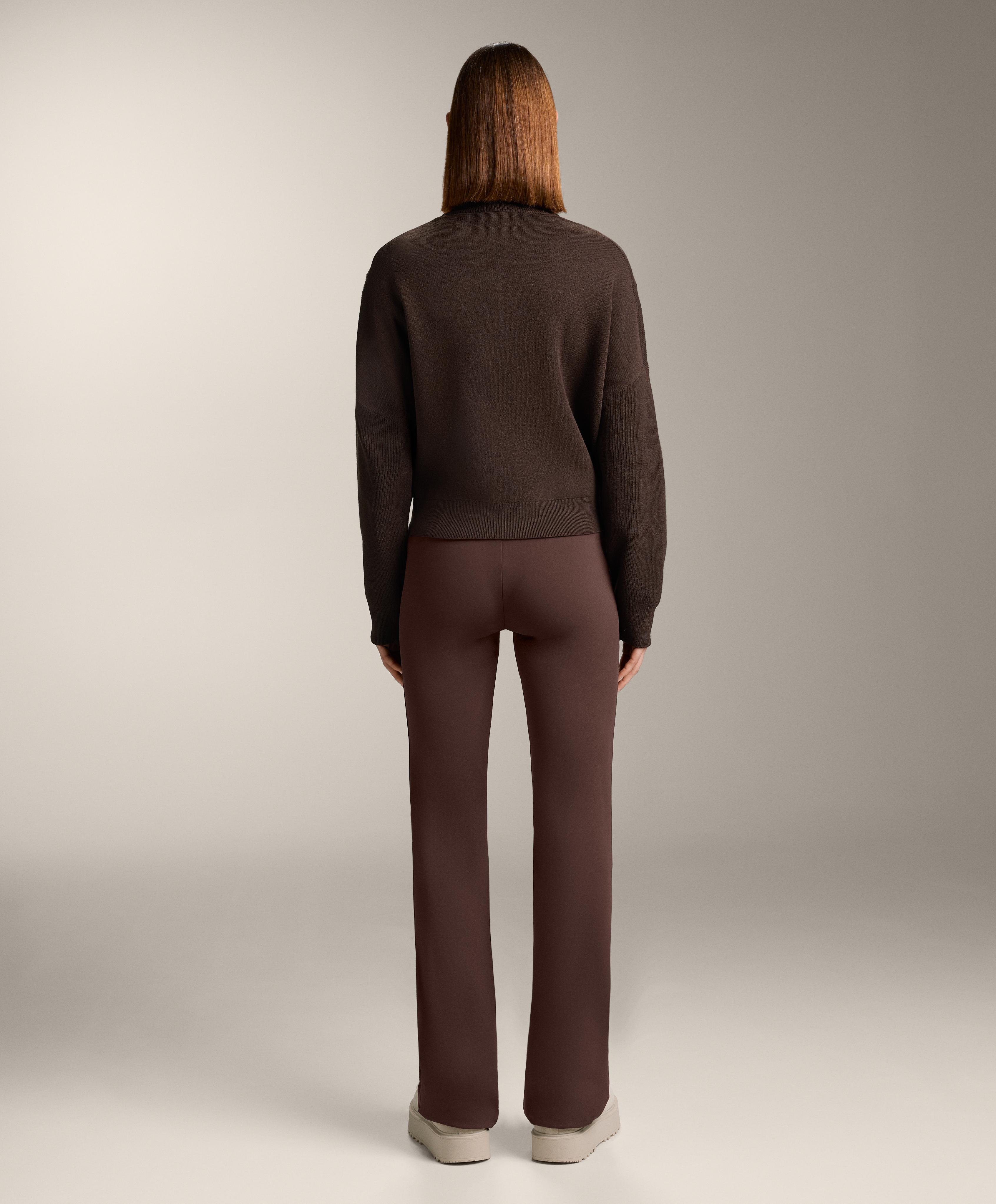 Rib collar knit jacket — BROWN