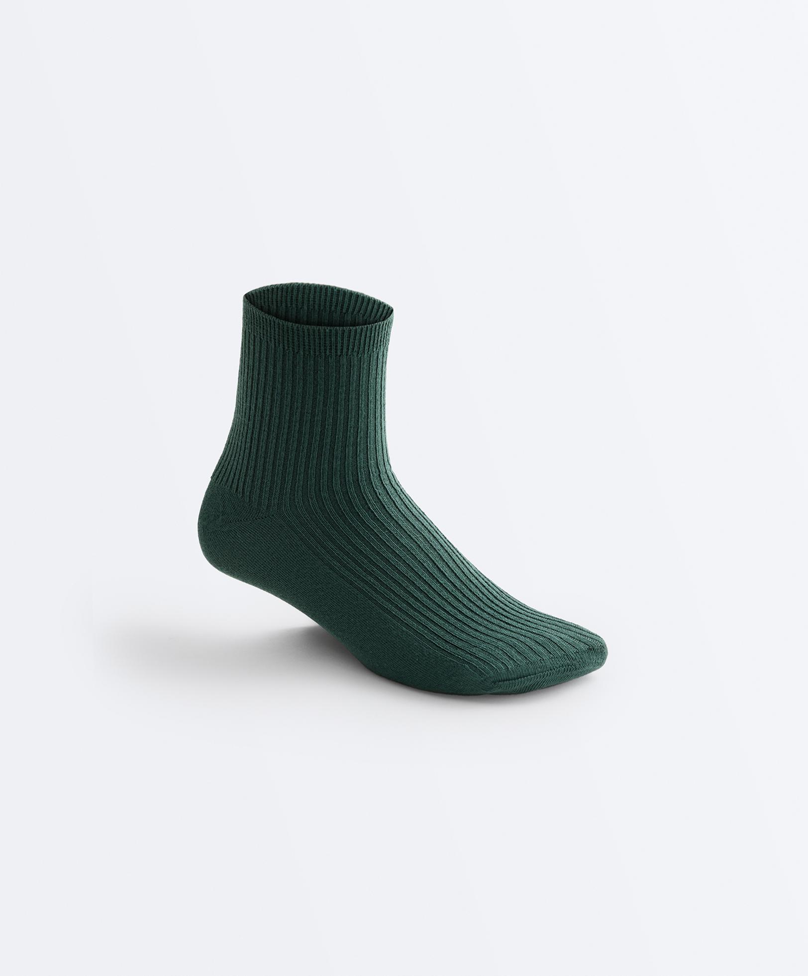 5 pairs of cotton blend quarter socks — SEA GREEN