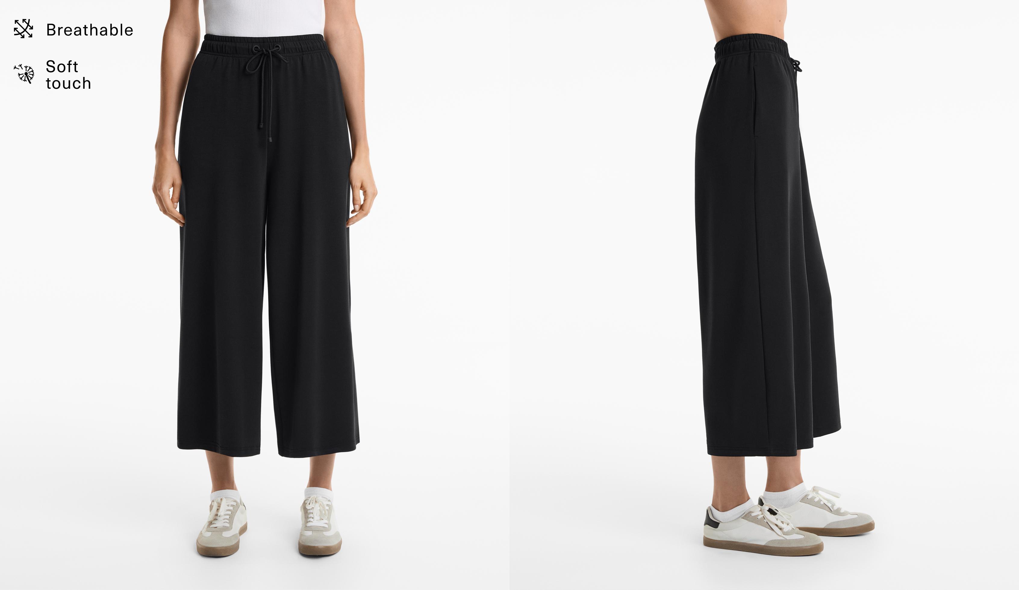 Pantalon crop wide leg avec modal au toucher doux