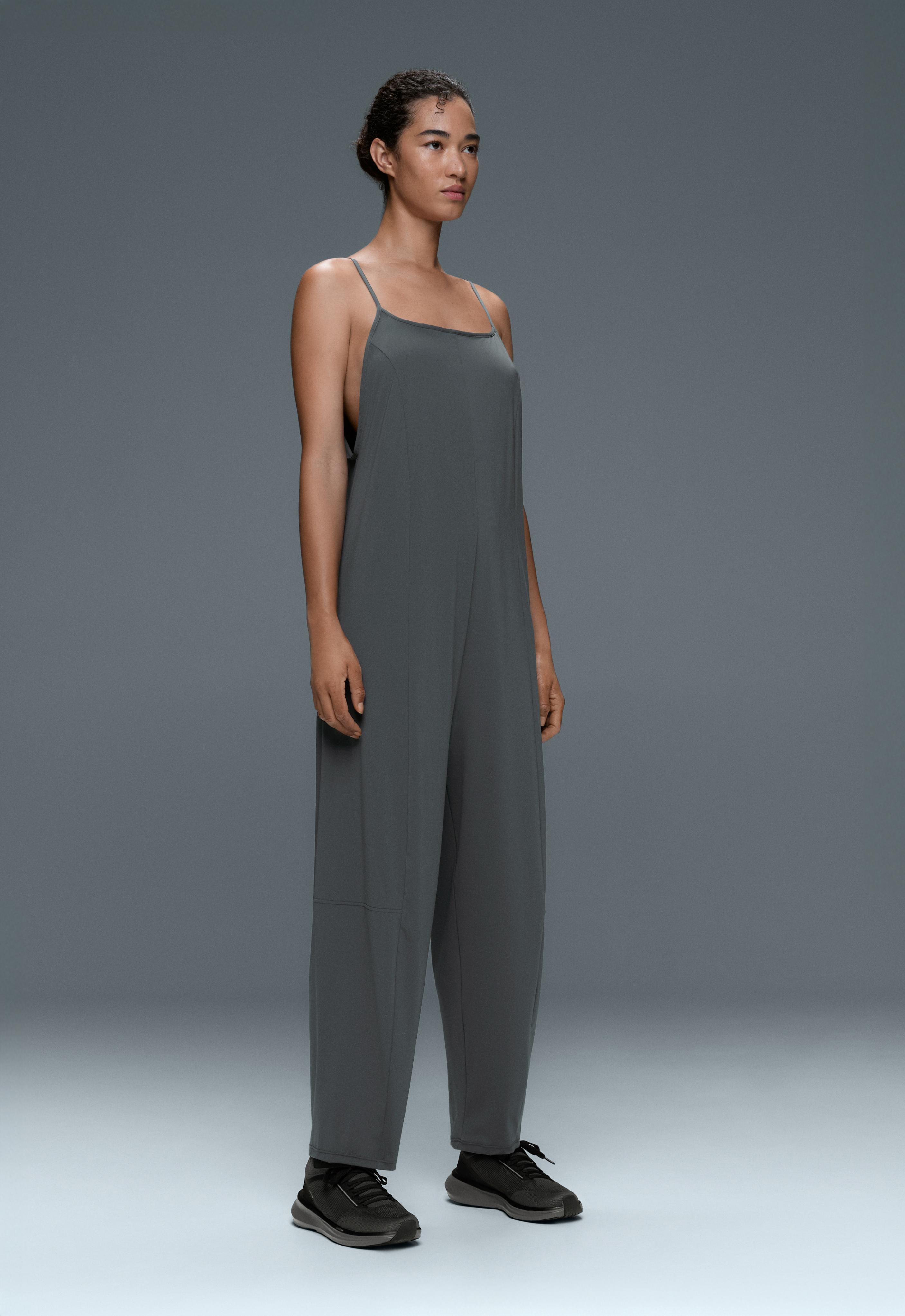 Light Touch wide long jumpsuit — STEEL GREY