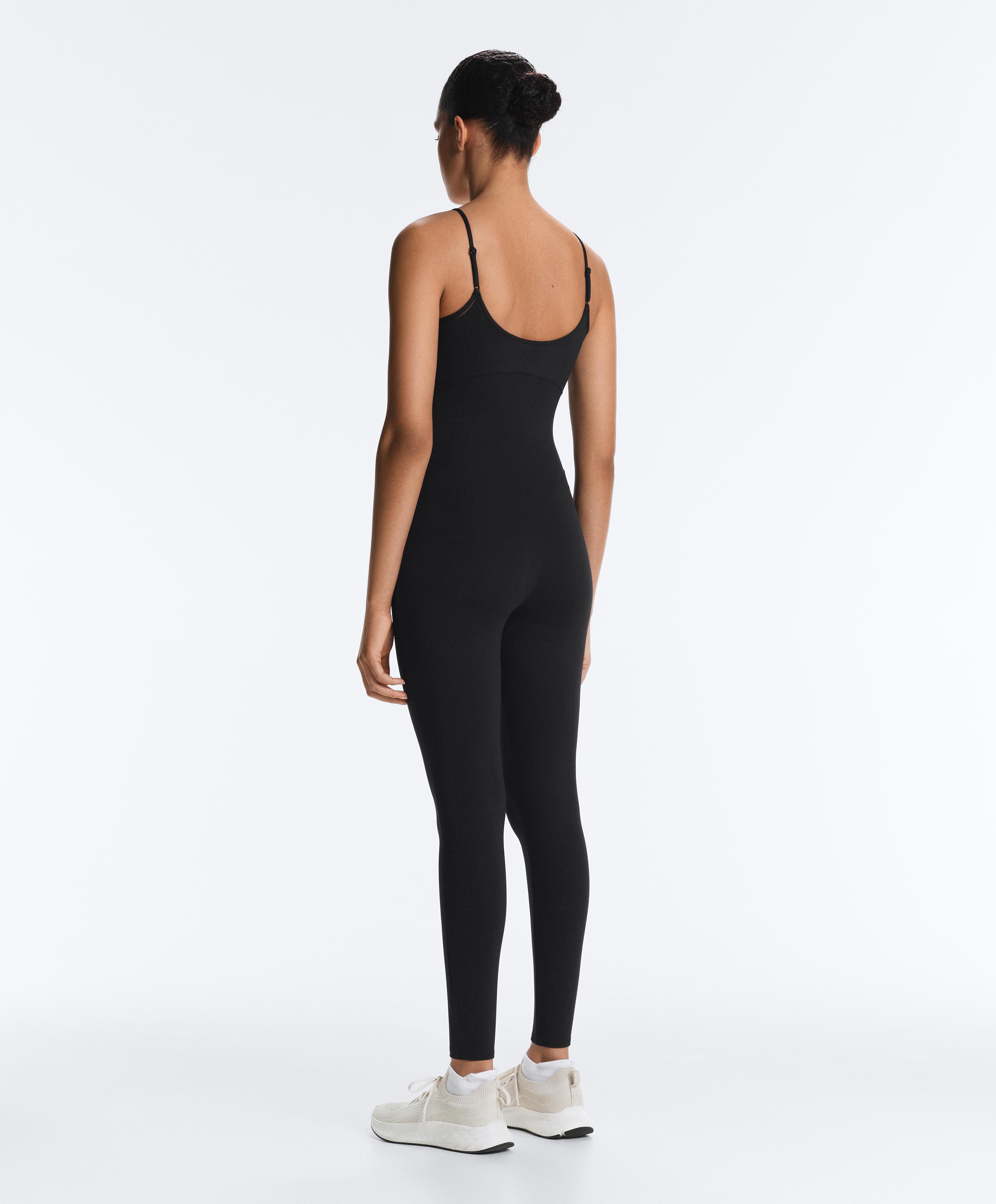 Comfortlux hemstitch long jumpsuit — BLACK