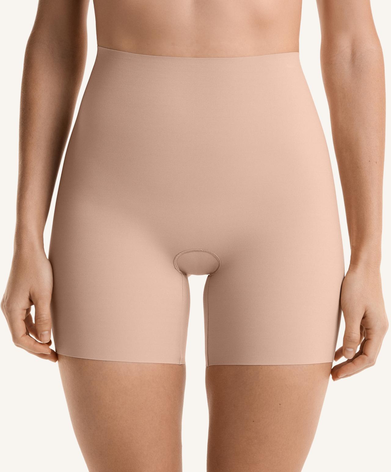 High-waisted invisible laser-cut cycling briefs — BEIGE