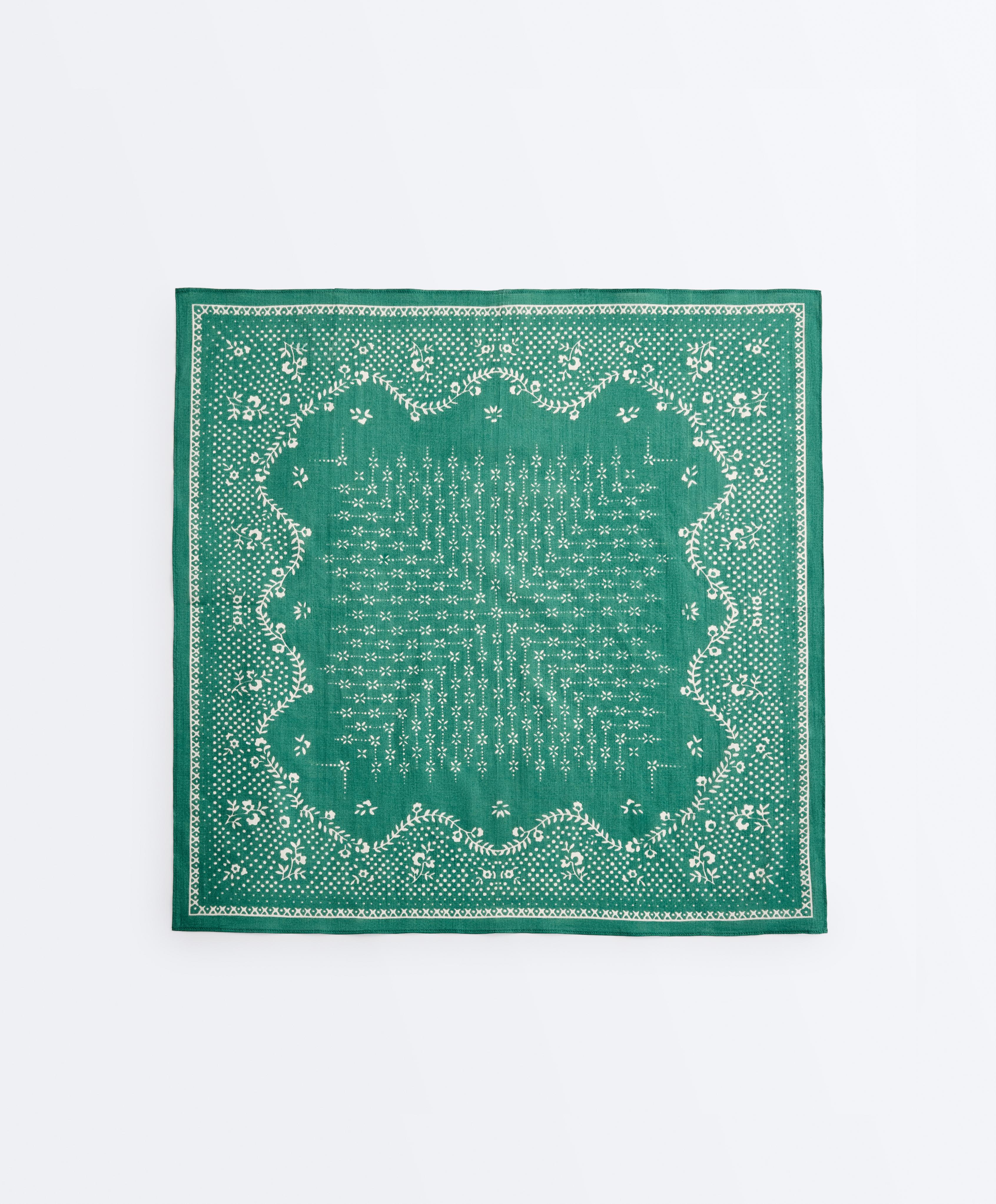 Floral 100% cotton print bandana — GRASS GREEN