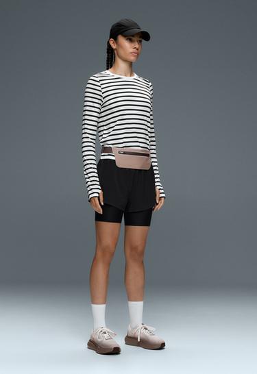 Regular Fit technical T-shirt, long sleeve, striped print — BLACK 1