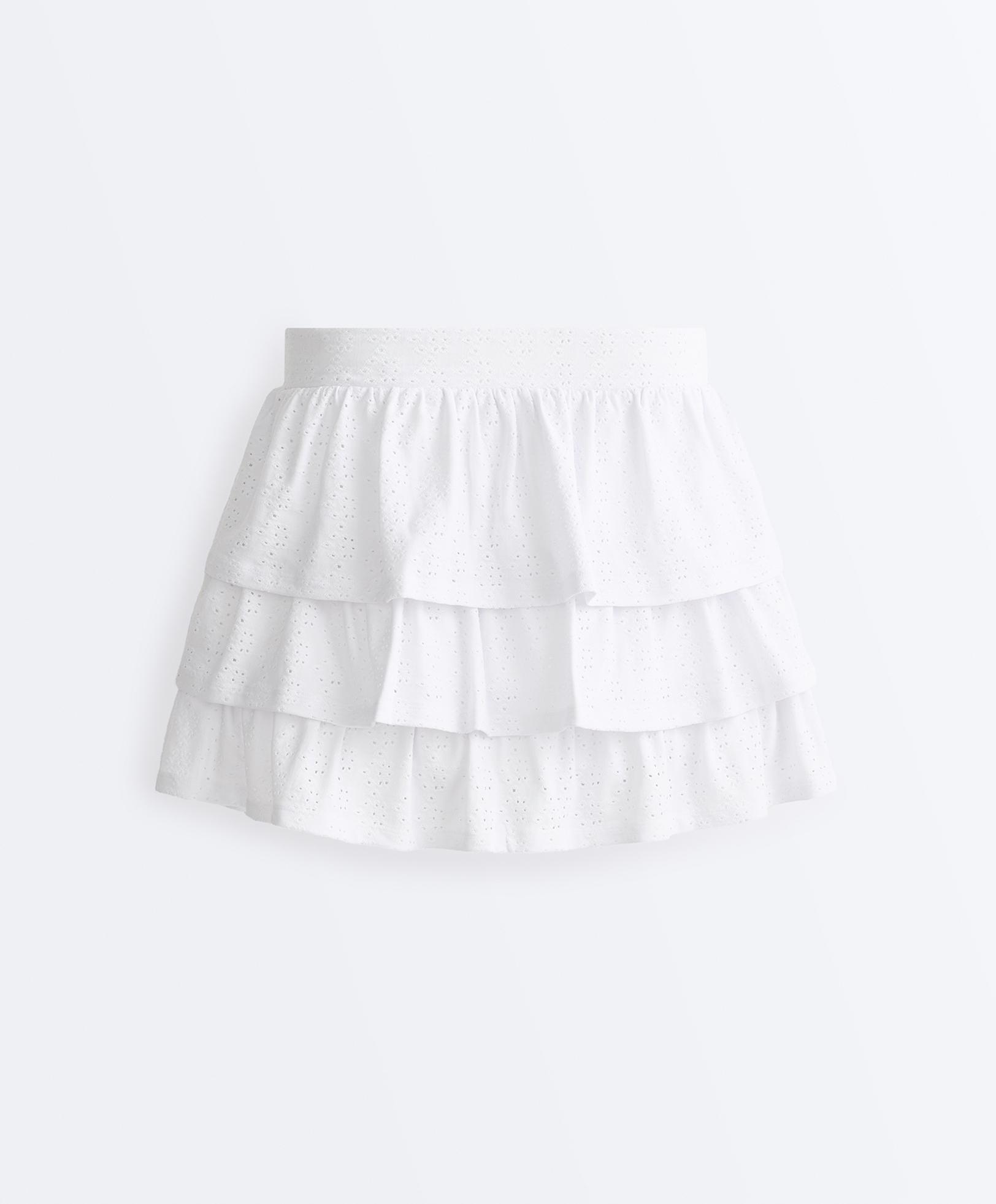 Comfortlux embroidered short skirt — WHITE