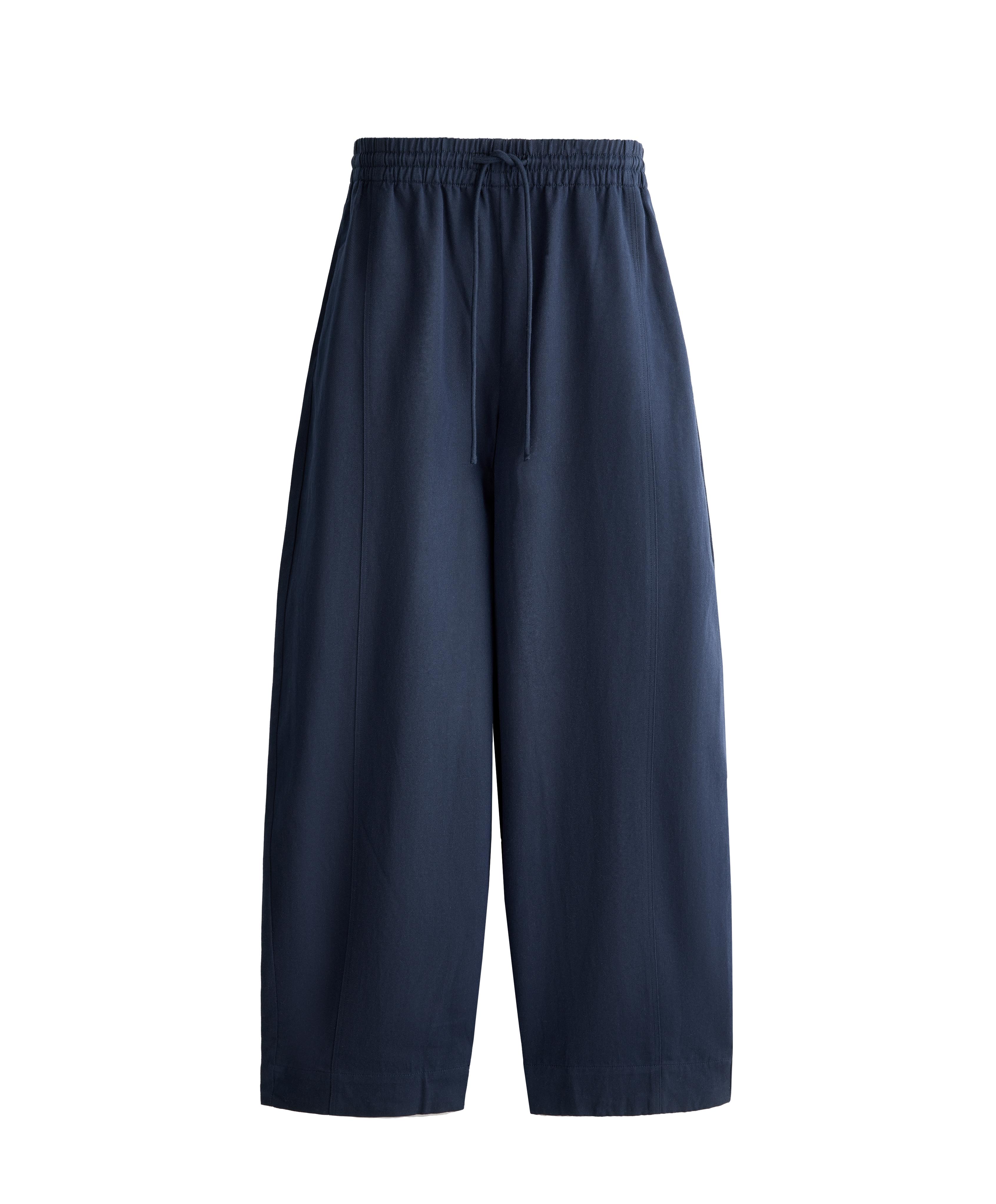 Cotton blend balloon trousers — NAVY BLUE