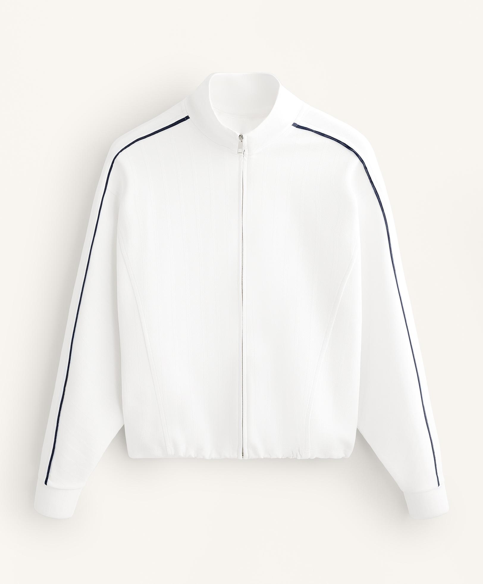 Piqué jacket with side piping and cotton — WHITE 
