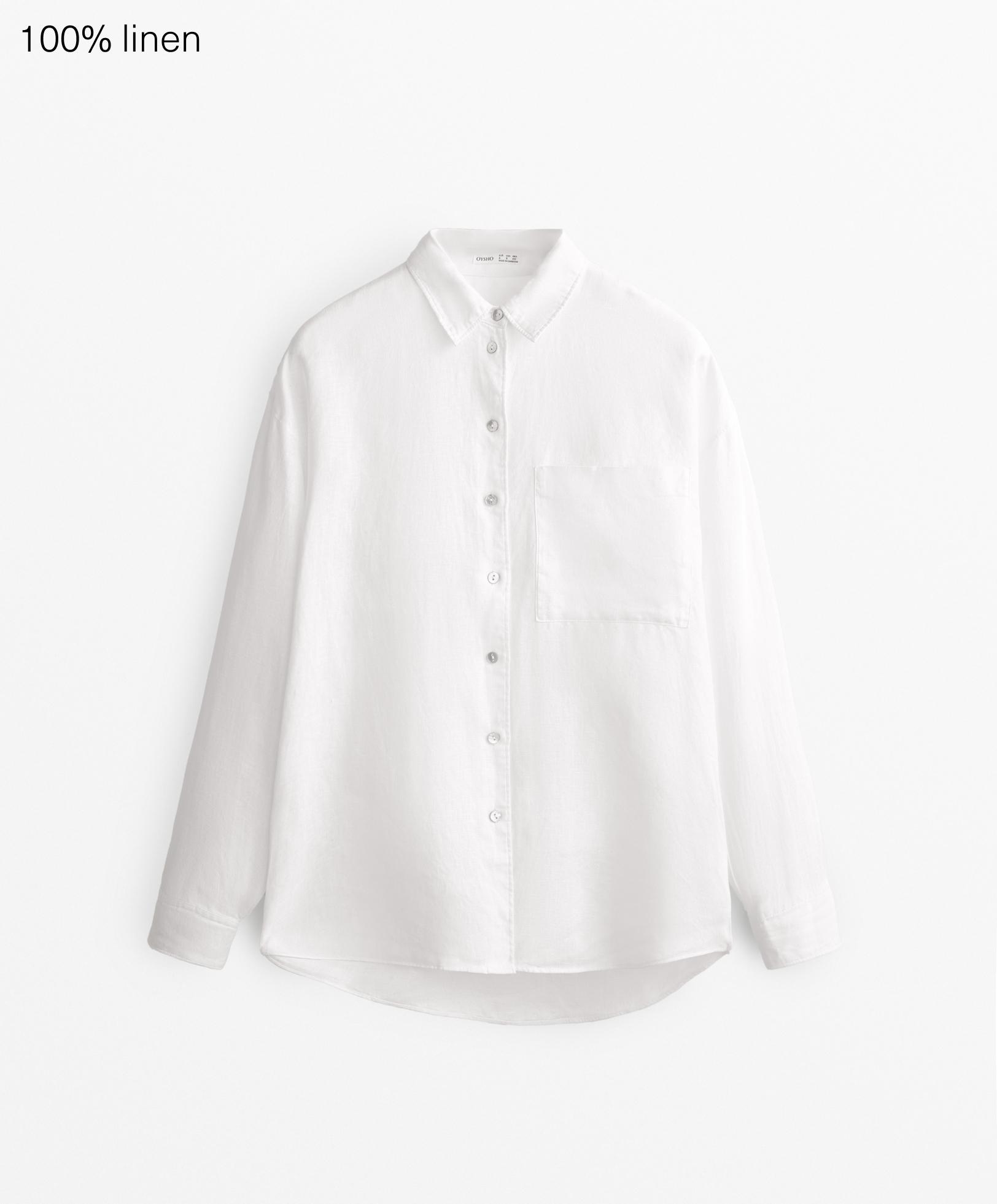 100% linen long-sleeved shirt