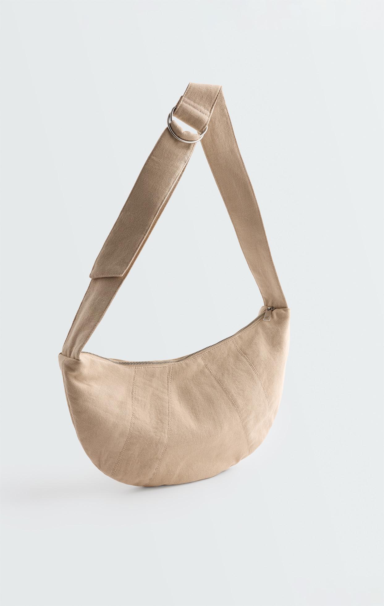 100% cotton crossbody bag — PALE BEIGE