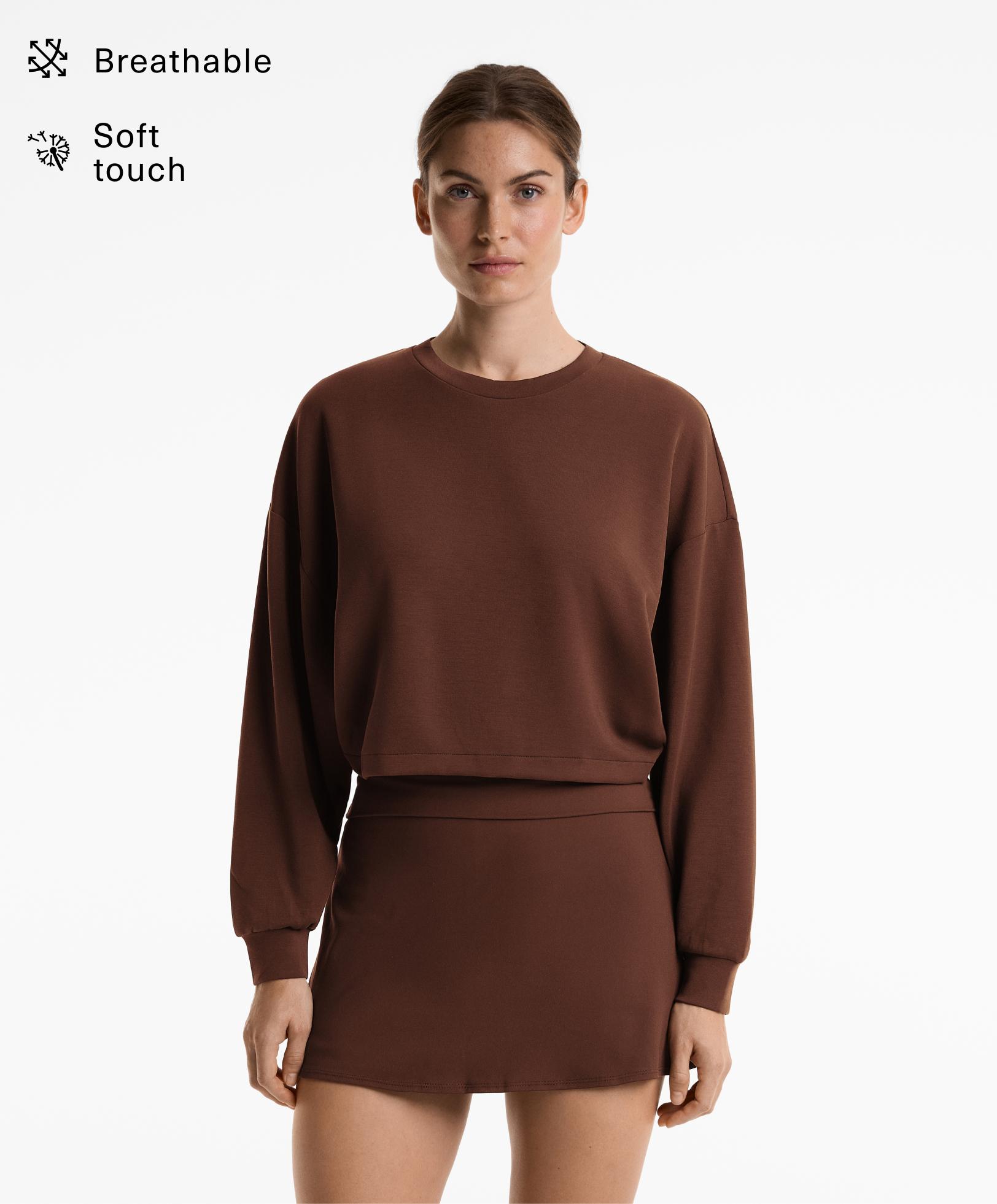 Crop sweater met modal en overslag op de rug