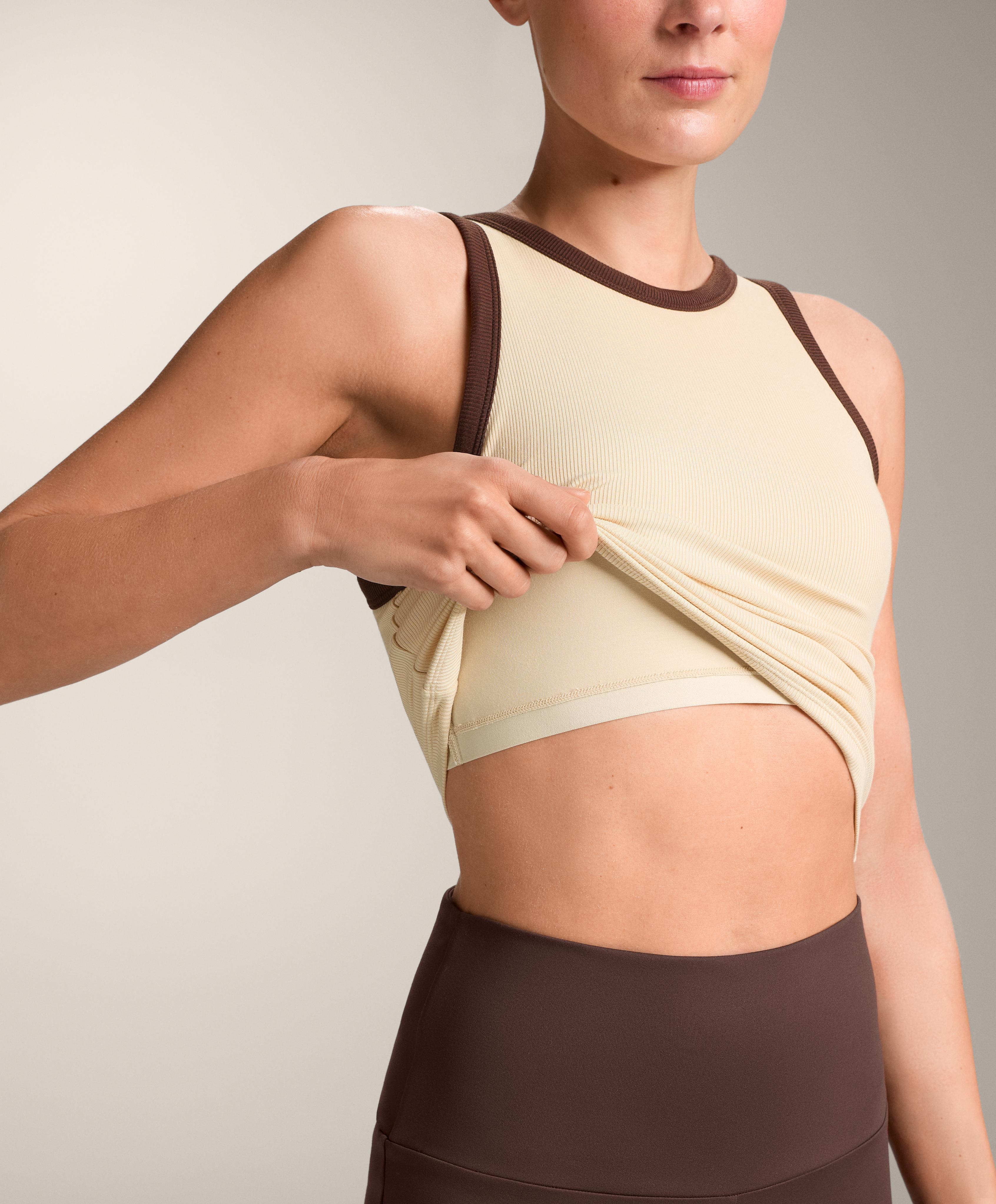 Rib modal blend long tank top — VANILLA