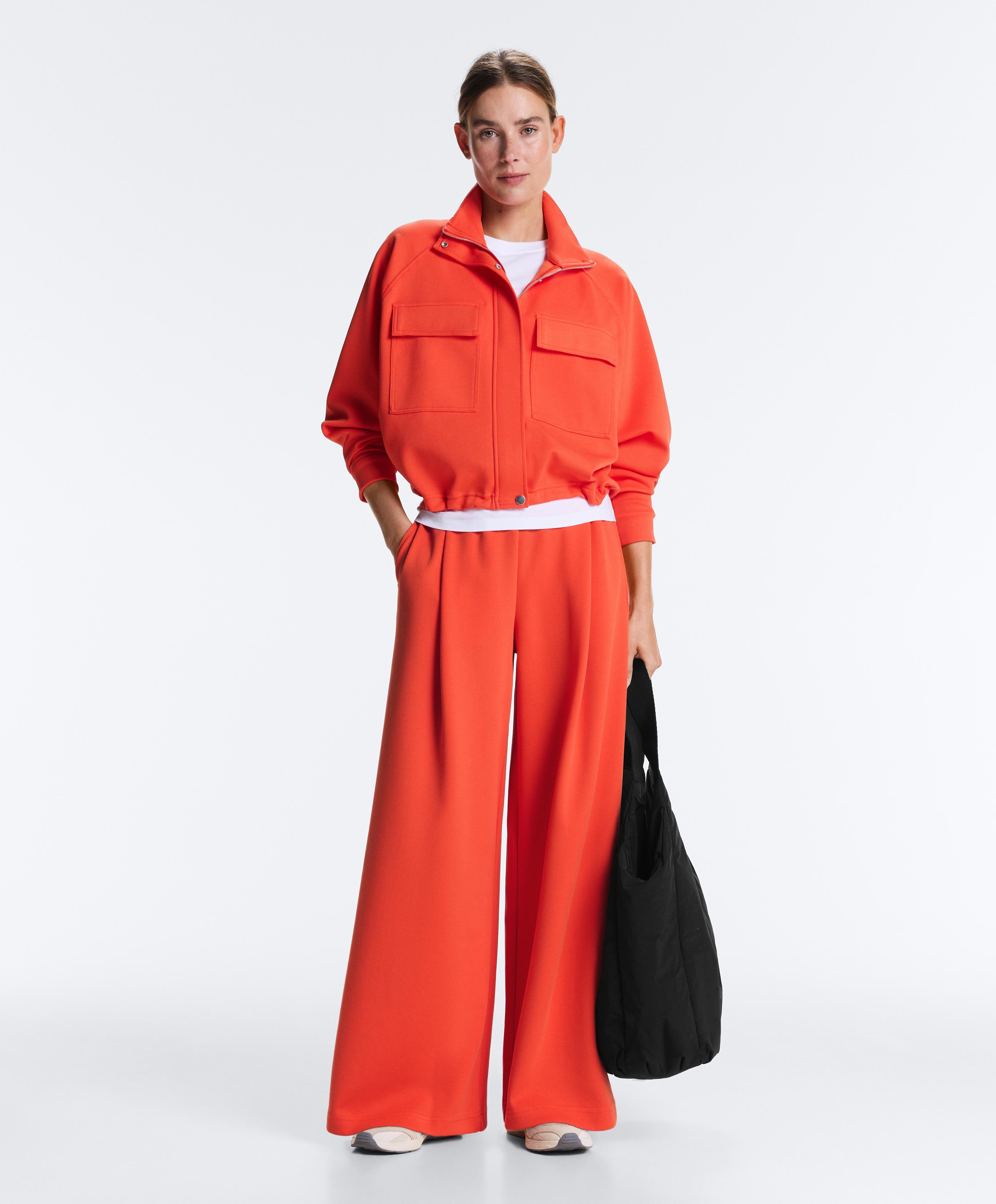 Cotton piqué pocket jacket — BRIGHT ORANGE