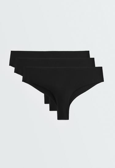 3 invisible polyamide blend cheeky Brazilian briefs — BLACK 1