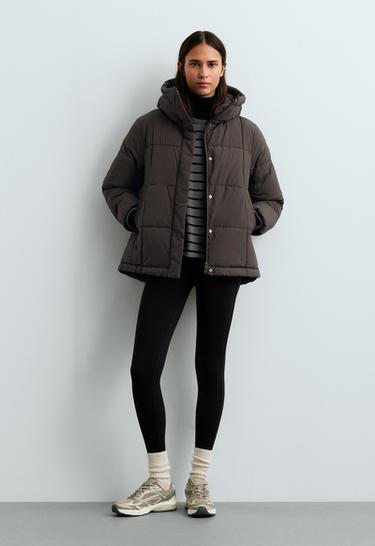 Padded Primaloft® water-repellent A-line jacket — DARK BROWN 1