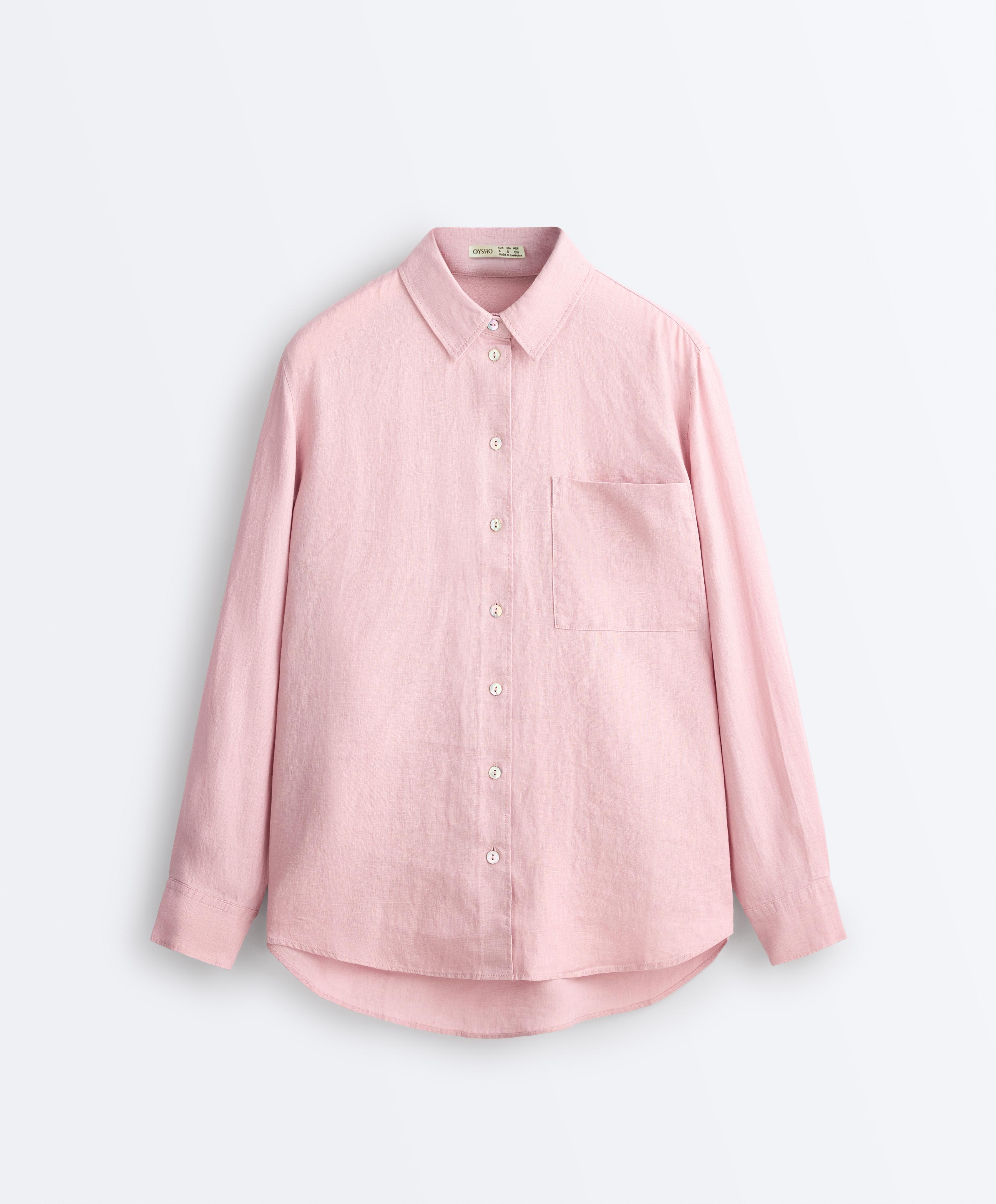 100% linen relaxed shirt — DUSTY PINK