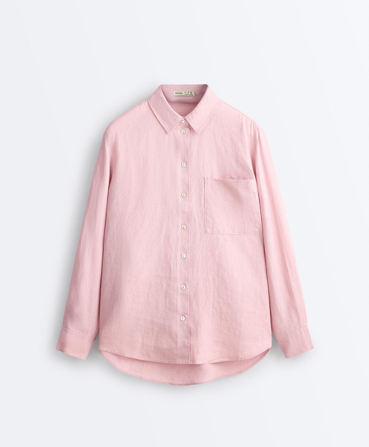 100% linen relaxed shirt — DUSTY PINK
