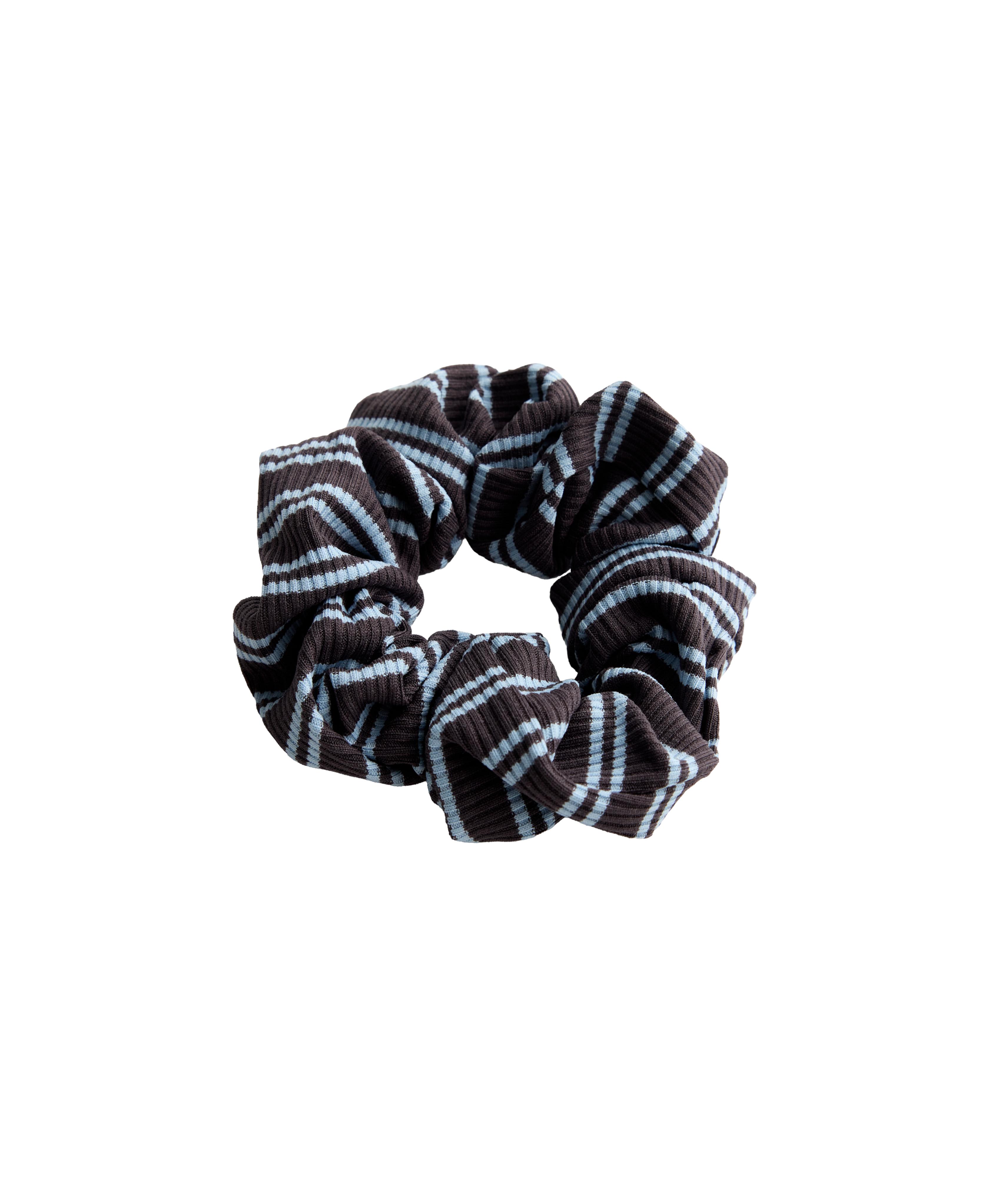 2 striped hair scrunchies — BLUE